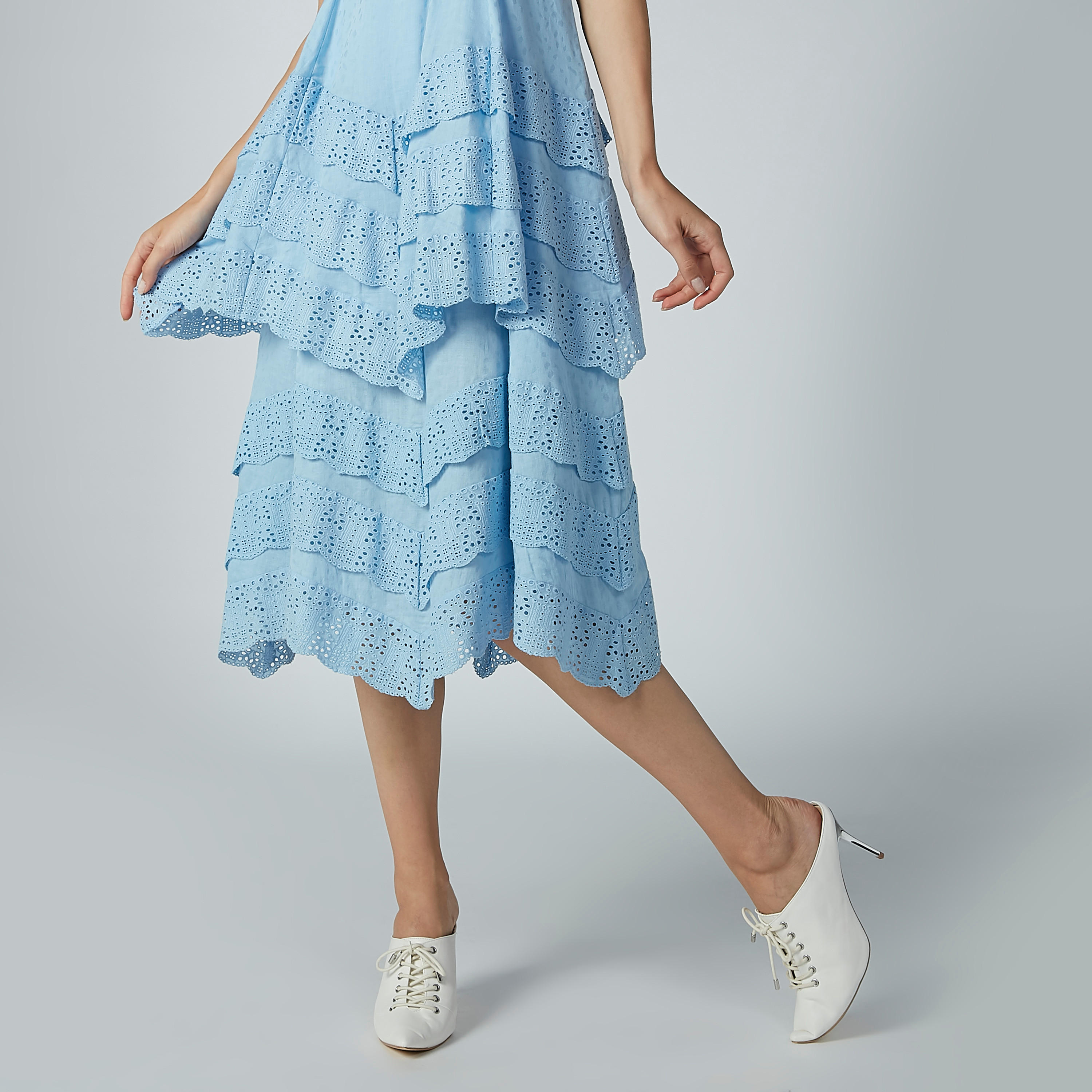 فستان متوسط الطول بحمّالات وتفاصيل شيفلي من إيل-women-clothing-dresses-image-3