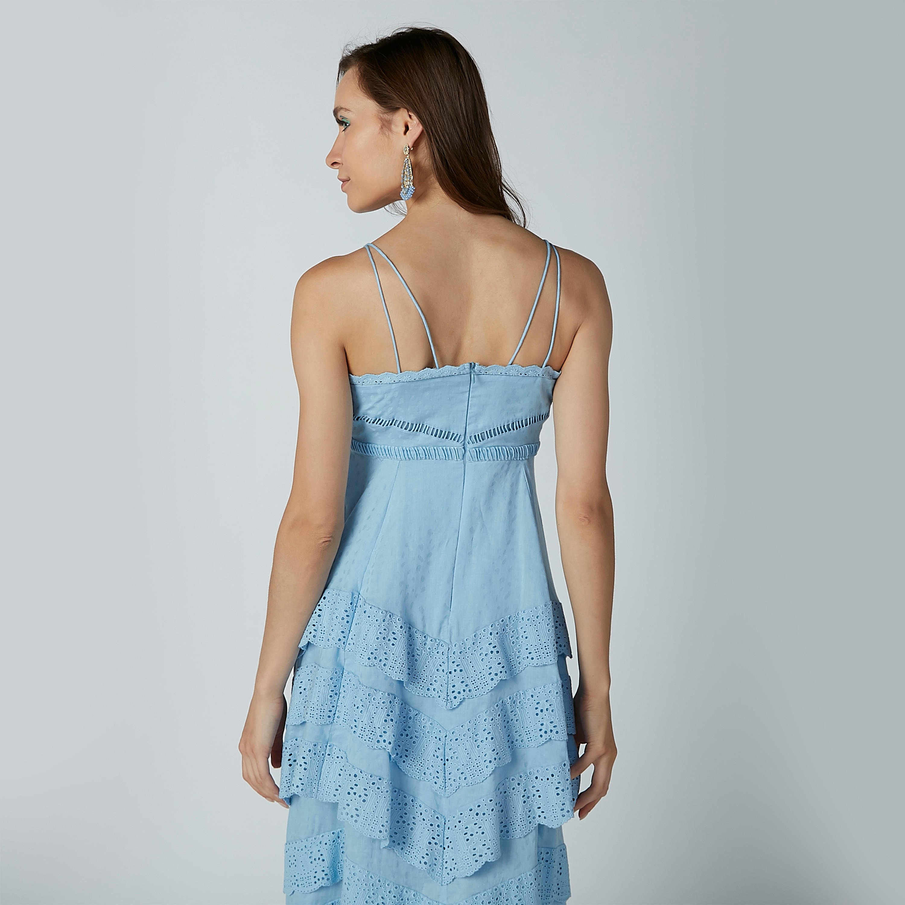 فستان متوسط الطول بحمّالات وتفاصيل شيفلي من إيل-women-clothing-dresses-image-6