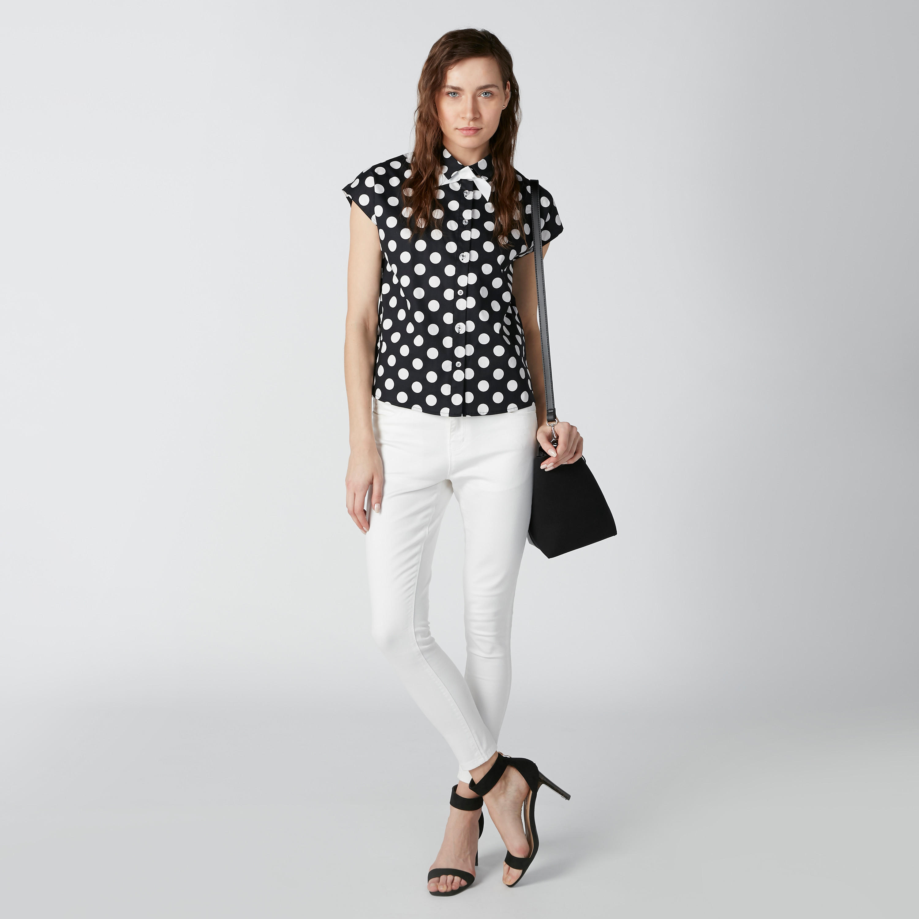 قميص سليم فيت بأكمام متصلة وطبعات منقّطة-women-clothing-shirtsandblouses-shirts-image-1