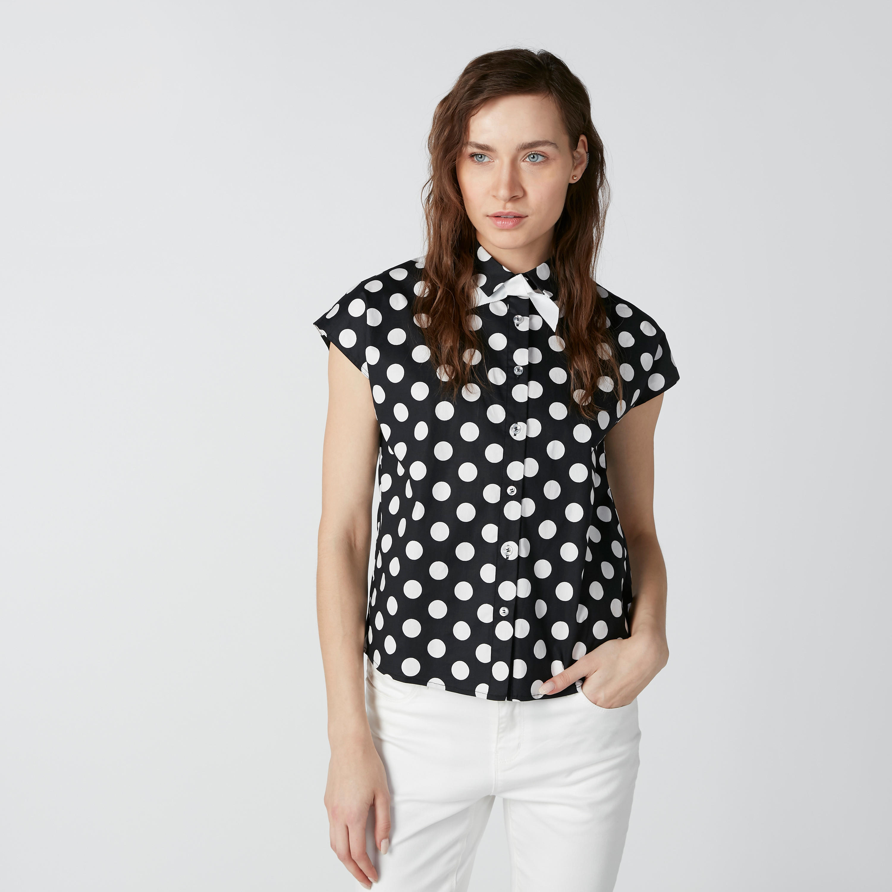 قميص سليم فيت بأكمام متصلة وطبعات منقّطة-women-clothing-shirtsandblouses-shirts-image-3