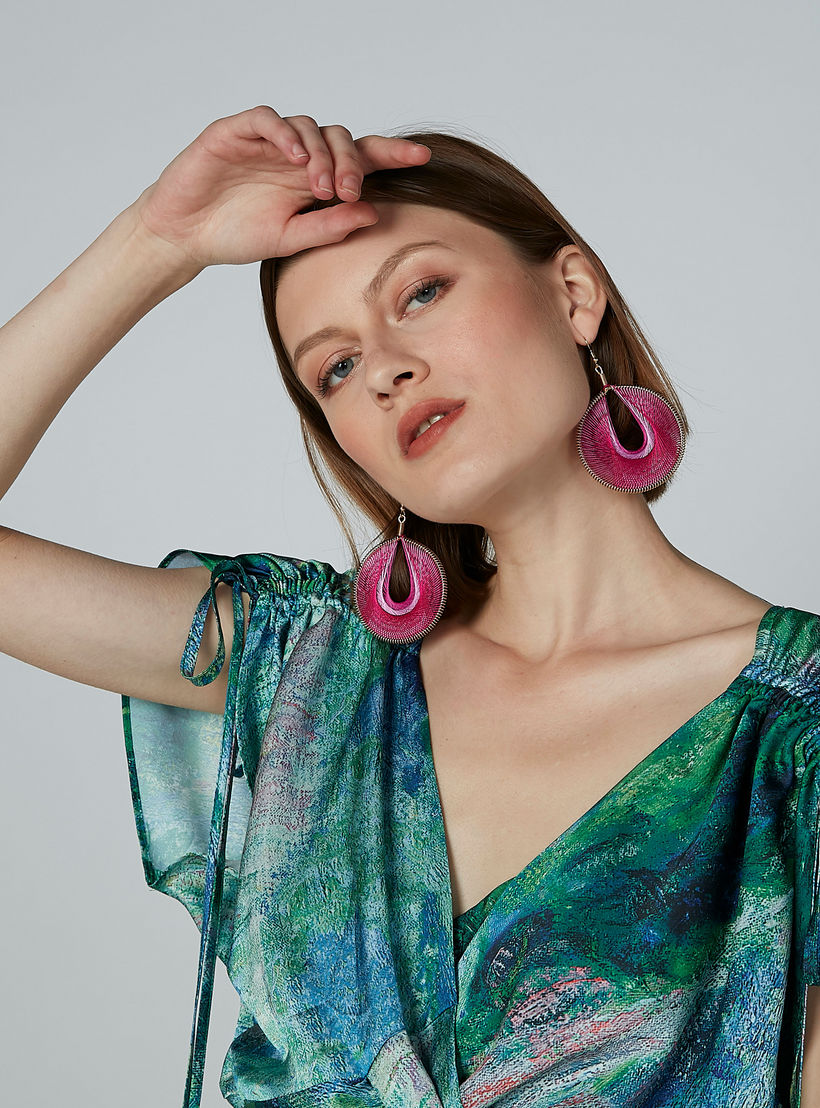 فستان إيه لاين متوسط الطول بدرزات وطبعات من إيل-women-clothing-dresses-image-1