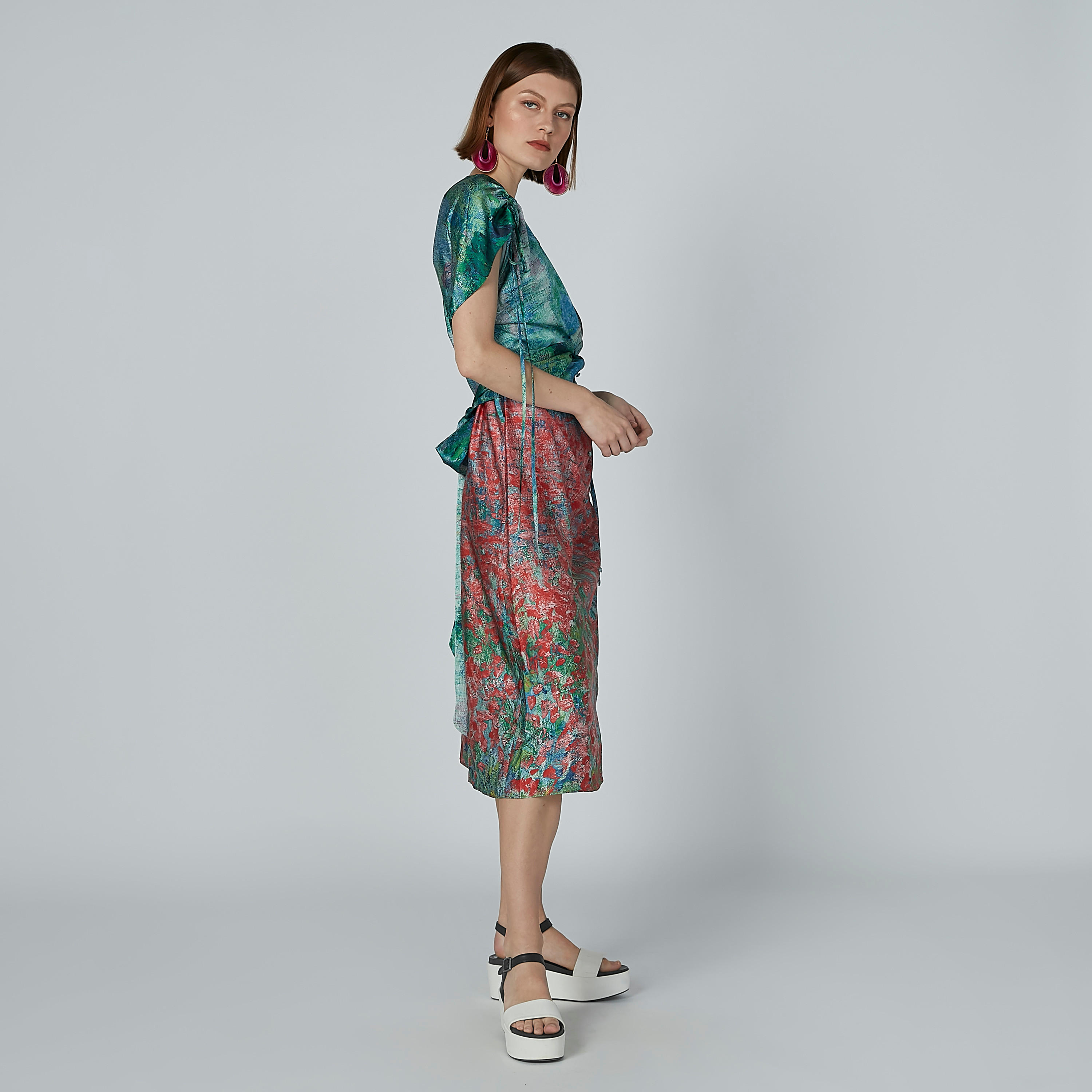 فستان إيه لاين متوسط الطول بدرزات وطبعات من إيل-women-clothing-dresses-image-4