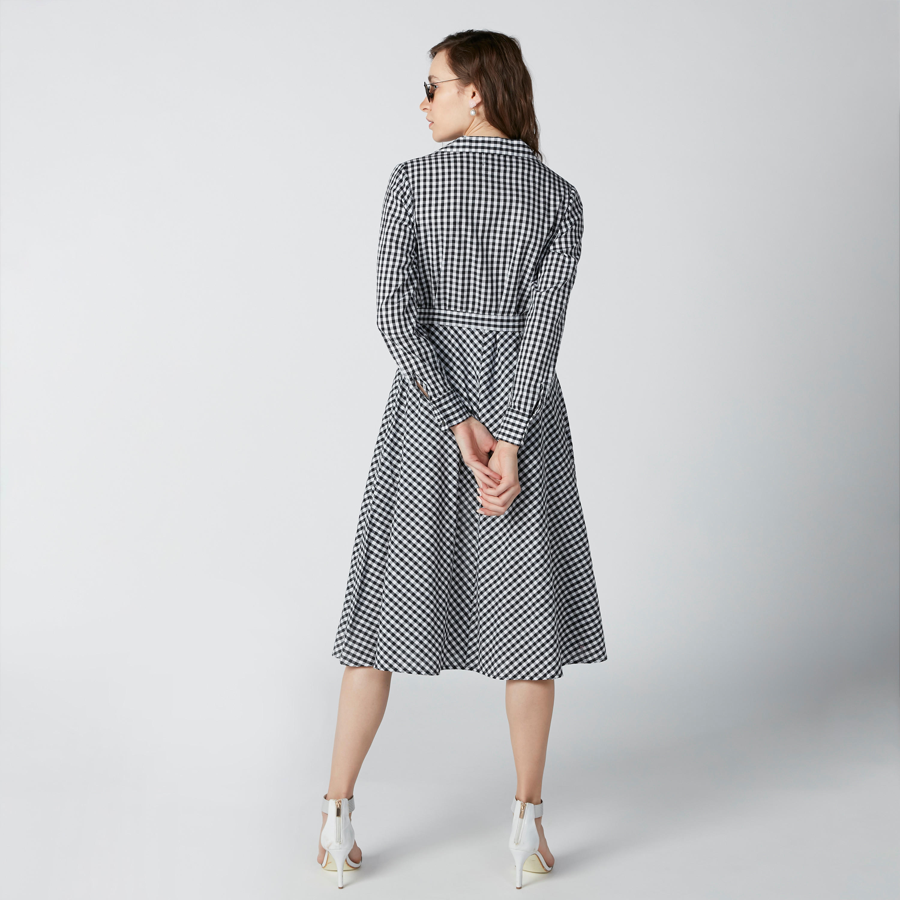 ELLE Chequered Playsuit with Long Sleeves and Tie Up-women-clothing-jumpsuits-image-2