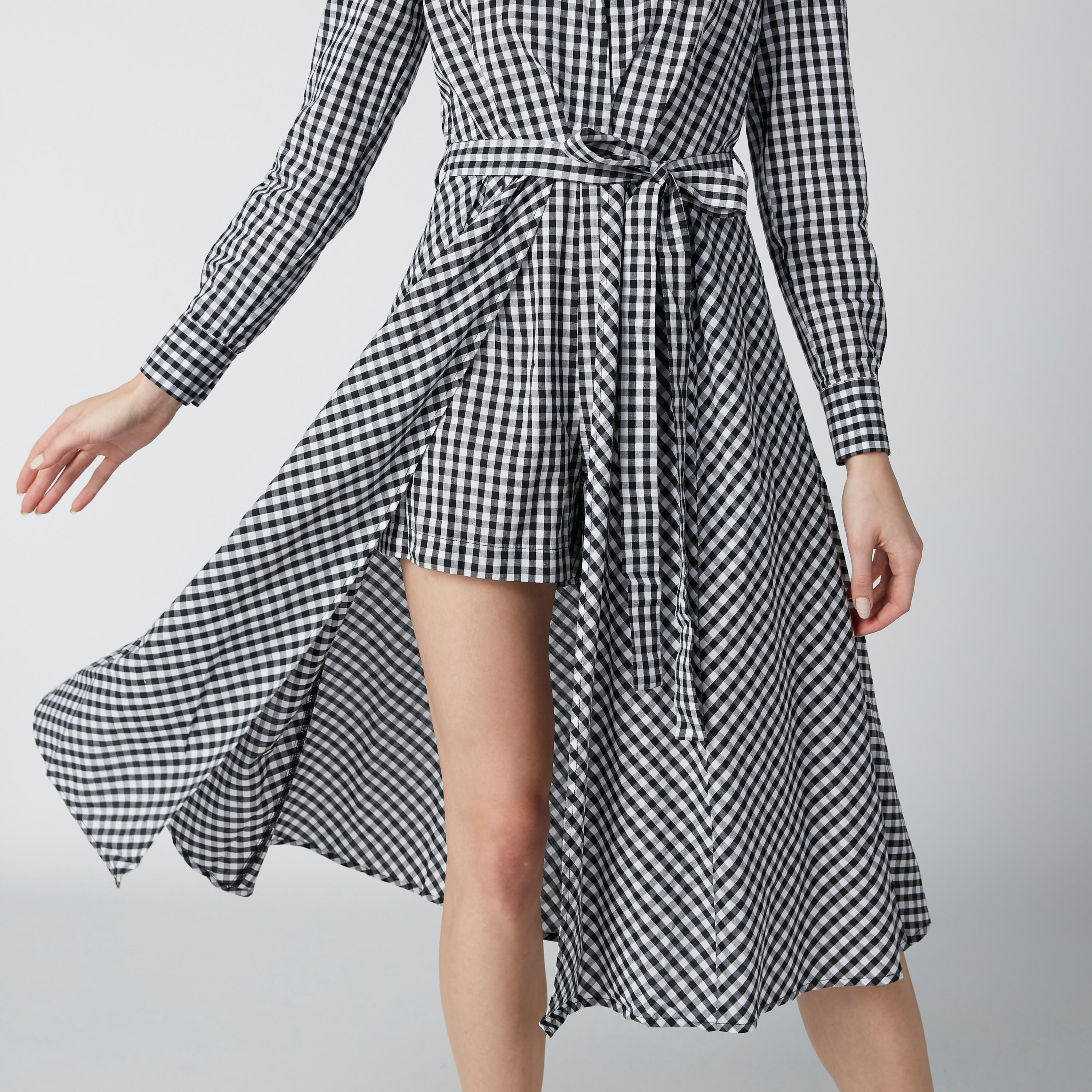 ELLE Chequered Playsuit with Long Sleeves and Tie Up-women-clothing-jumpsuits-image-4