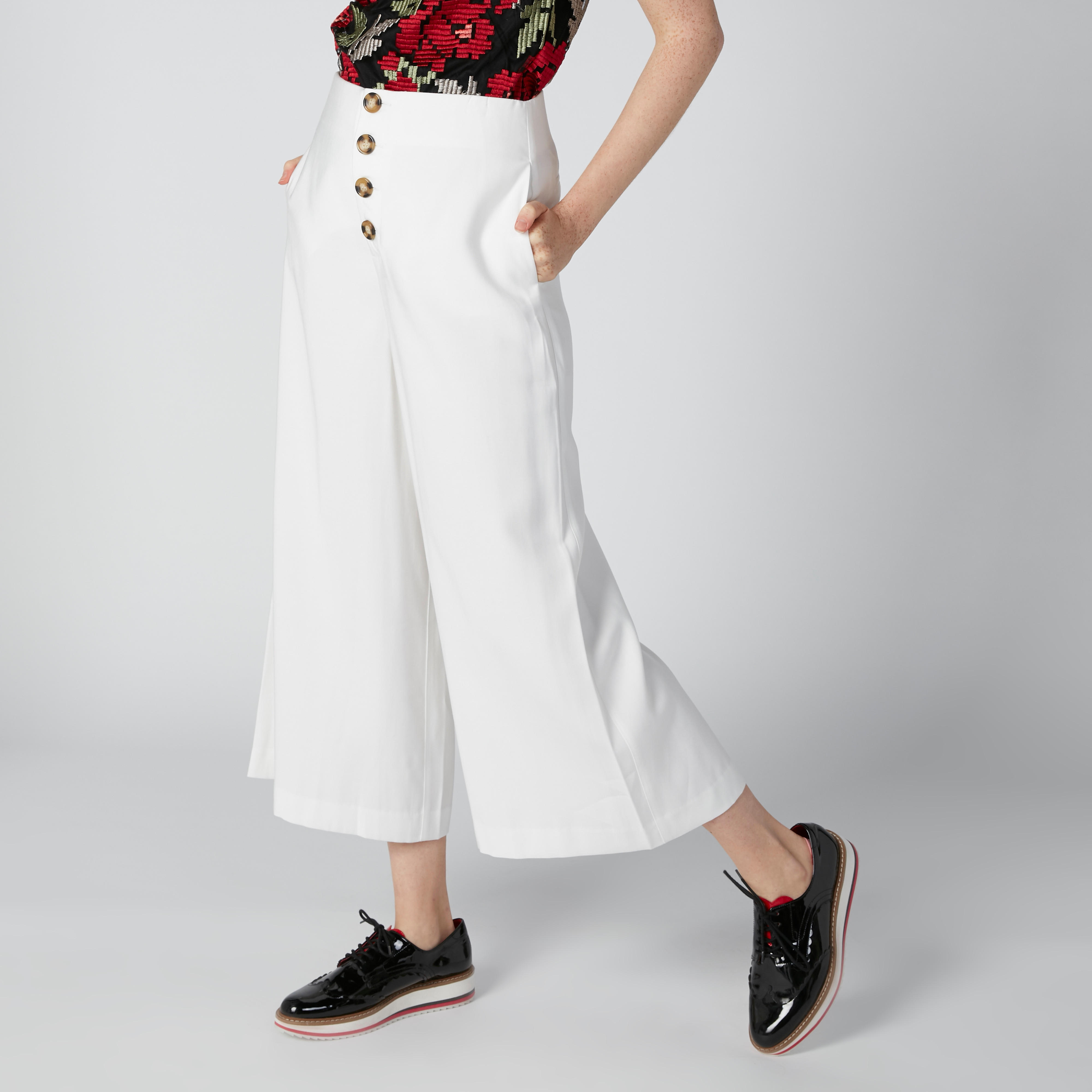 بنطال واسع الساقين بخصر متوسط الارتفاع وجيوب من إيل-women-clothing-bottoms-trousers-image-1