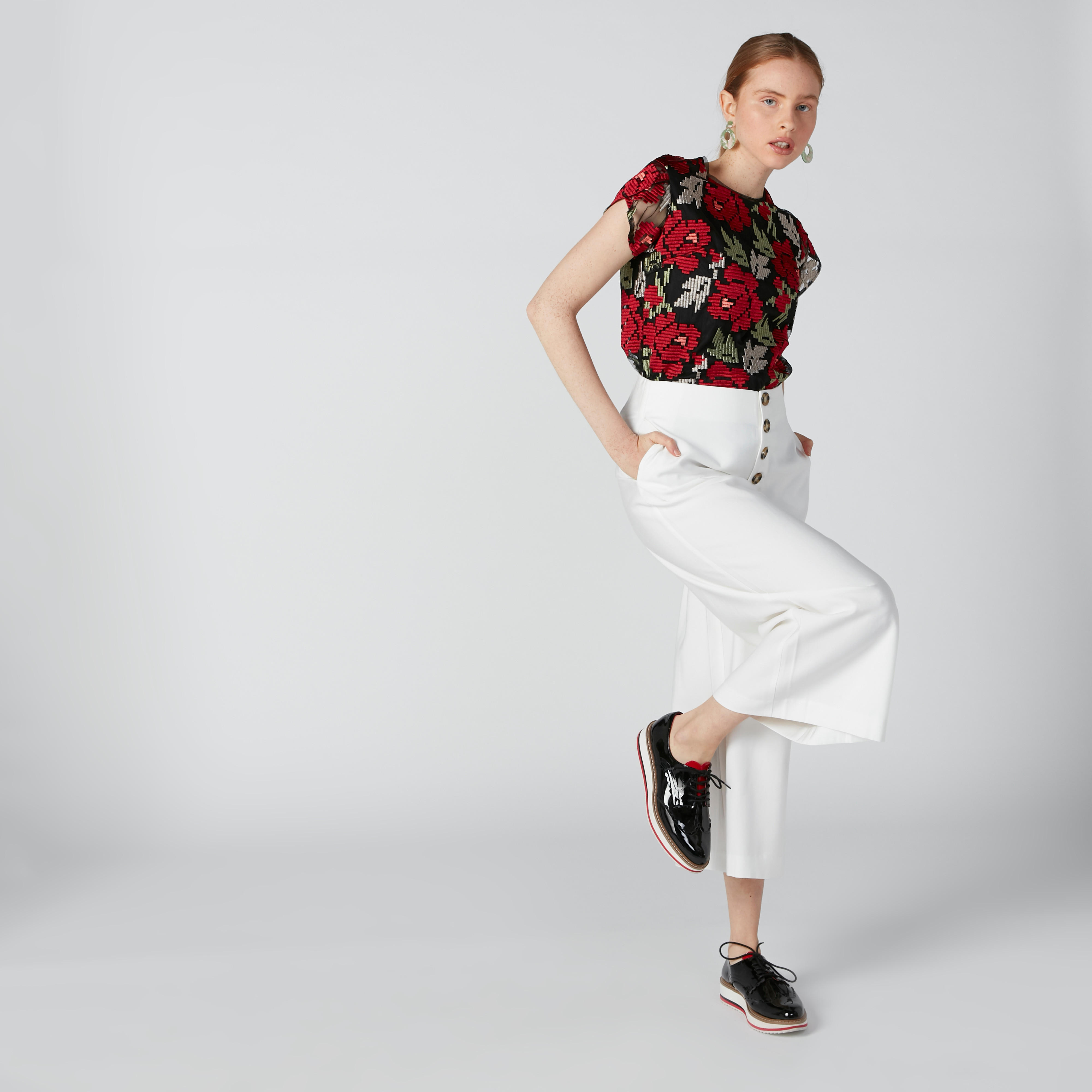 بنطال واسع الساقين بخصر متوسط الارتفاع وجيوب من إيل-women-clothing-bottoms-trousers-image-2