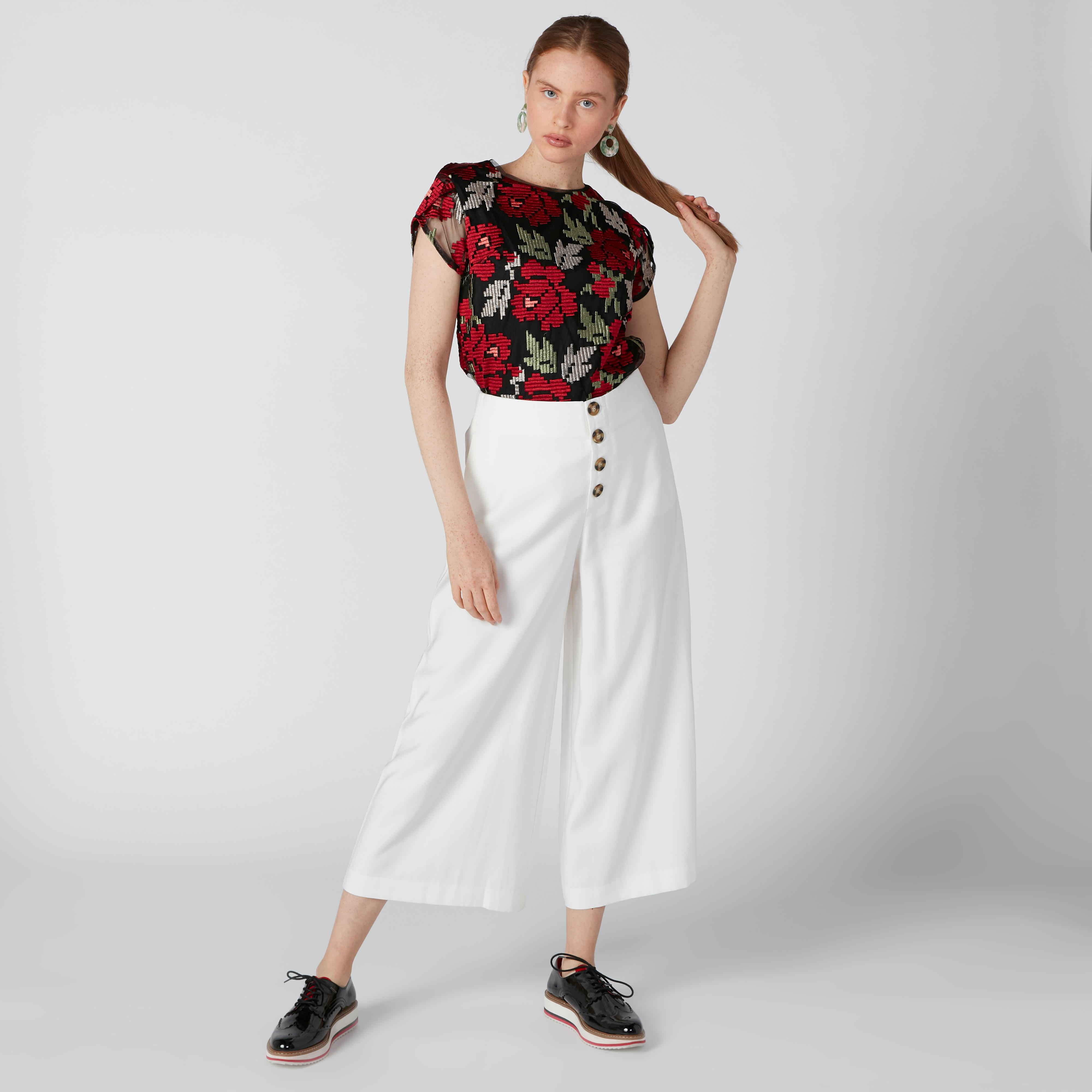 بنطال واسع الساقين بخصر متوسط الارتفاع وجيوب من إيل-women-clothing-bottoms-trousers-image-5