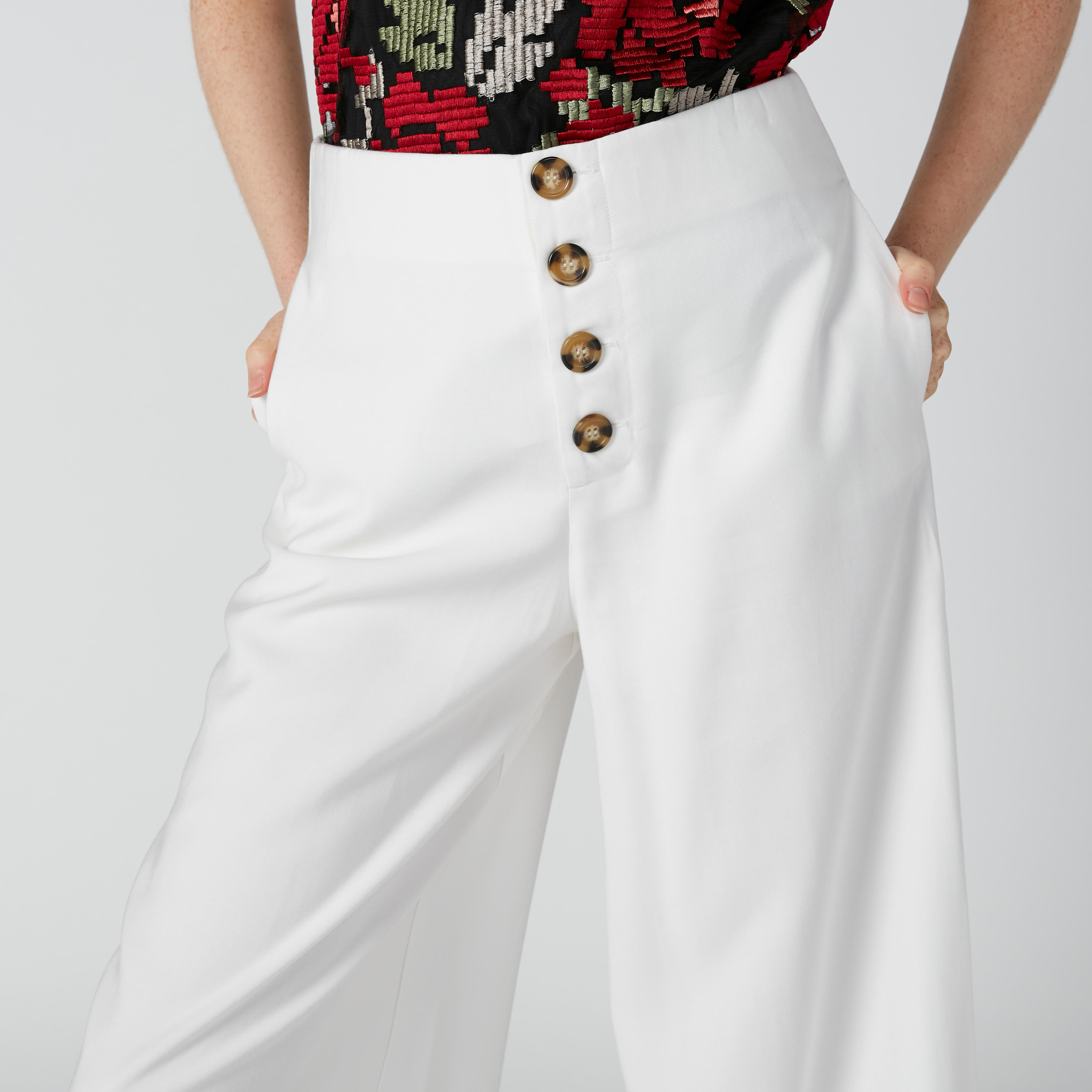 بنطال واسع الساقين بخصر متوسط الارتفاع وجيوب من إيل-women-clothing-bottoms-trousers-image-6