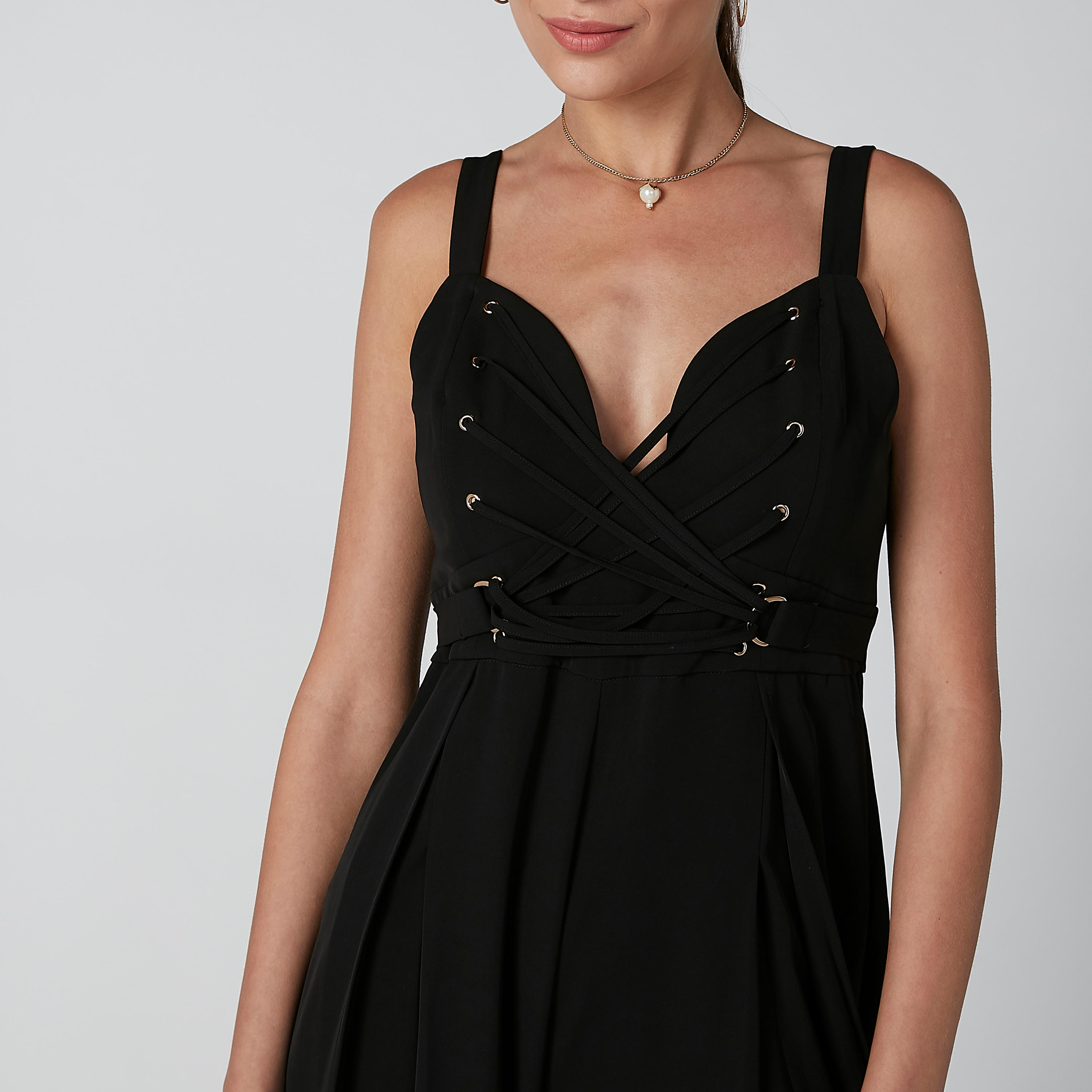ELLE Plain Jumpsuit with Slit Detail and Adjustable Shoulder Straps-women-clothing-jumpsuits-image-4