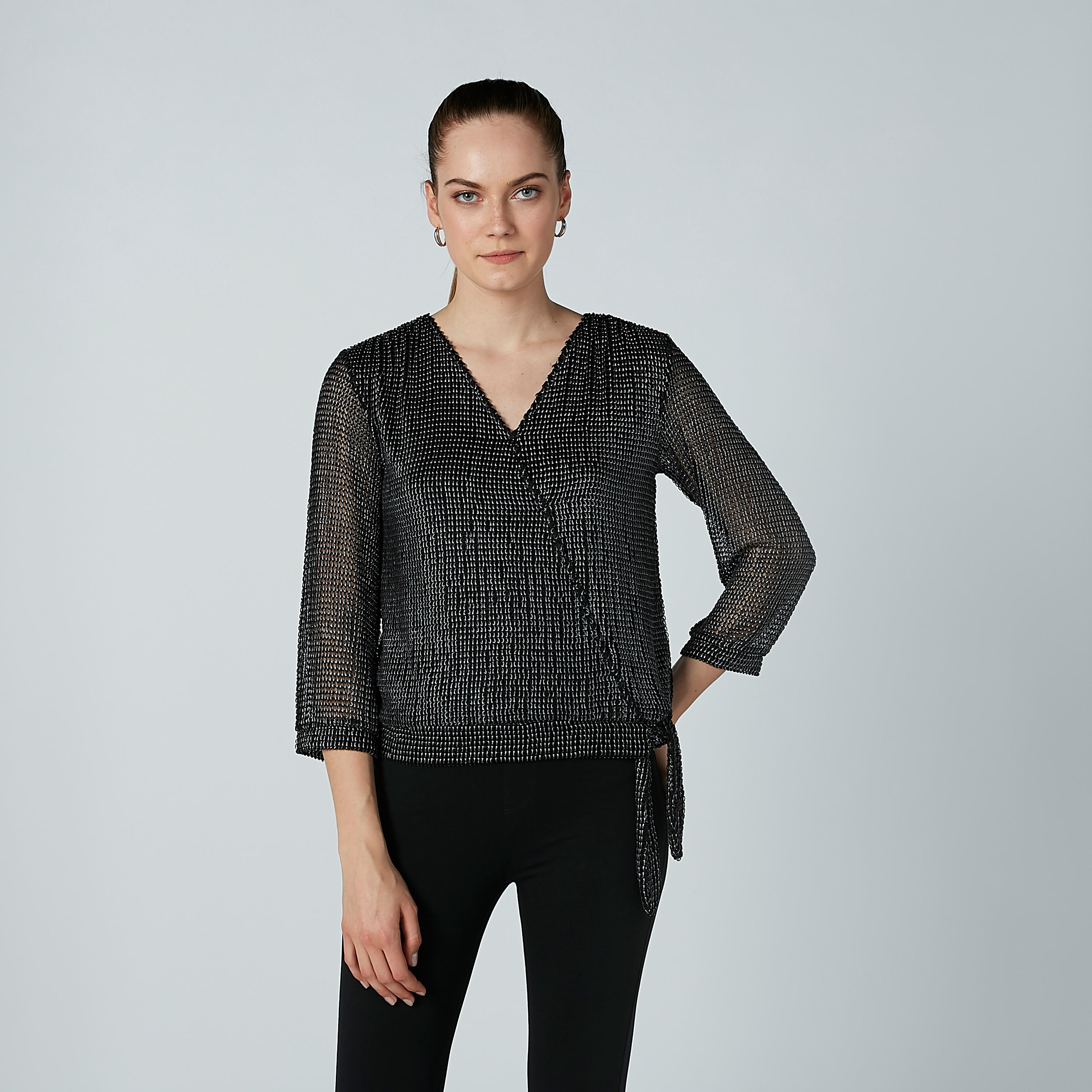 بلوزة بياقة V ورباط من إيل-women-clothing-shirtsandblouses-blouses-image-2