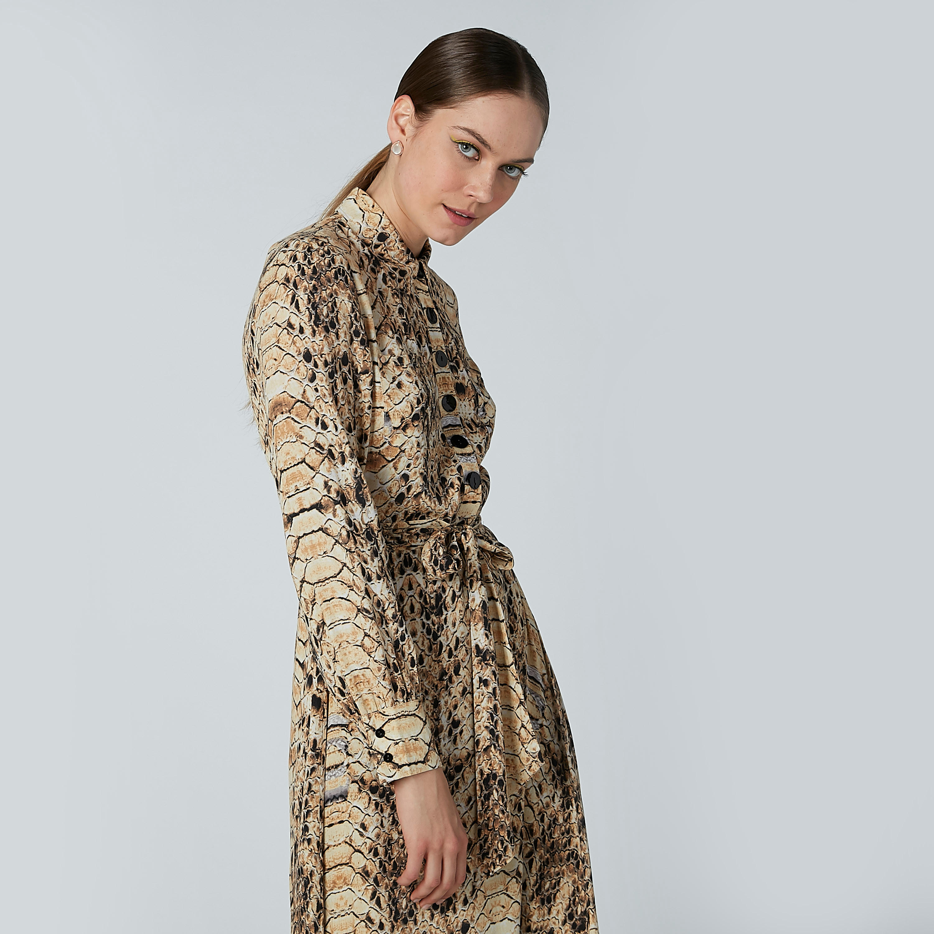 فستان قميص بأكمام طويلة وطبعات حيوانات من إيل-women-clothing-dresses-image-2