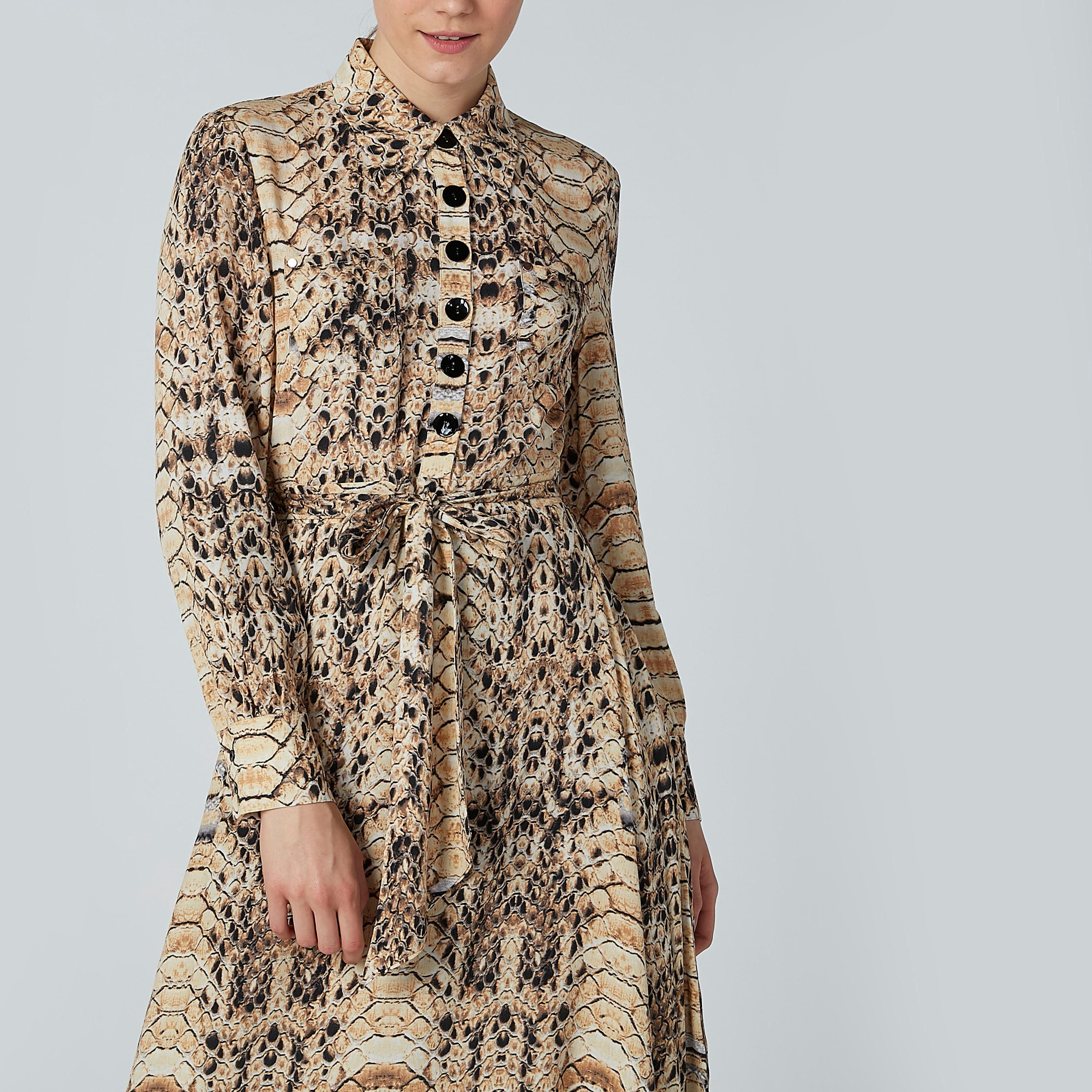 فستان قميص بأكمام طويلة وطبعات حيوانات من إيل-women-clothing-dresses-image-3