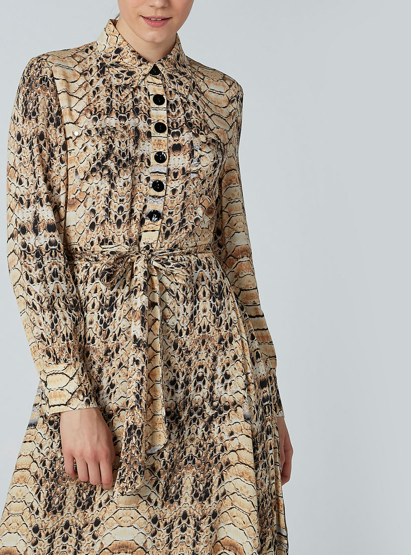 فستان قميص بأكمام طويلة وطبعات حيوانات من إيل-women-clothing-dresses-image-3