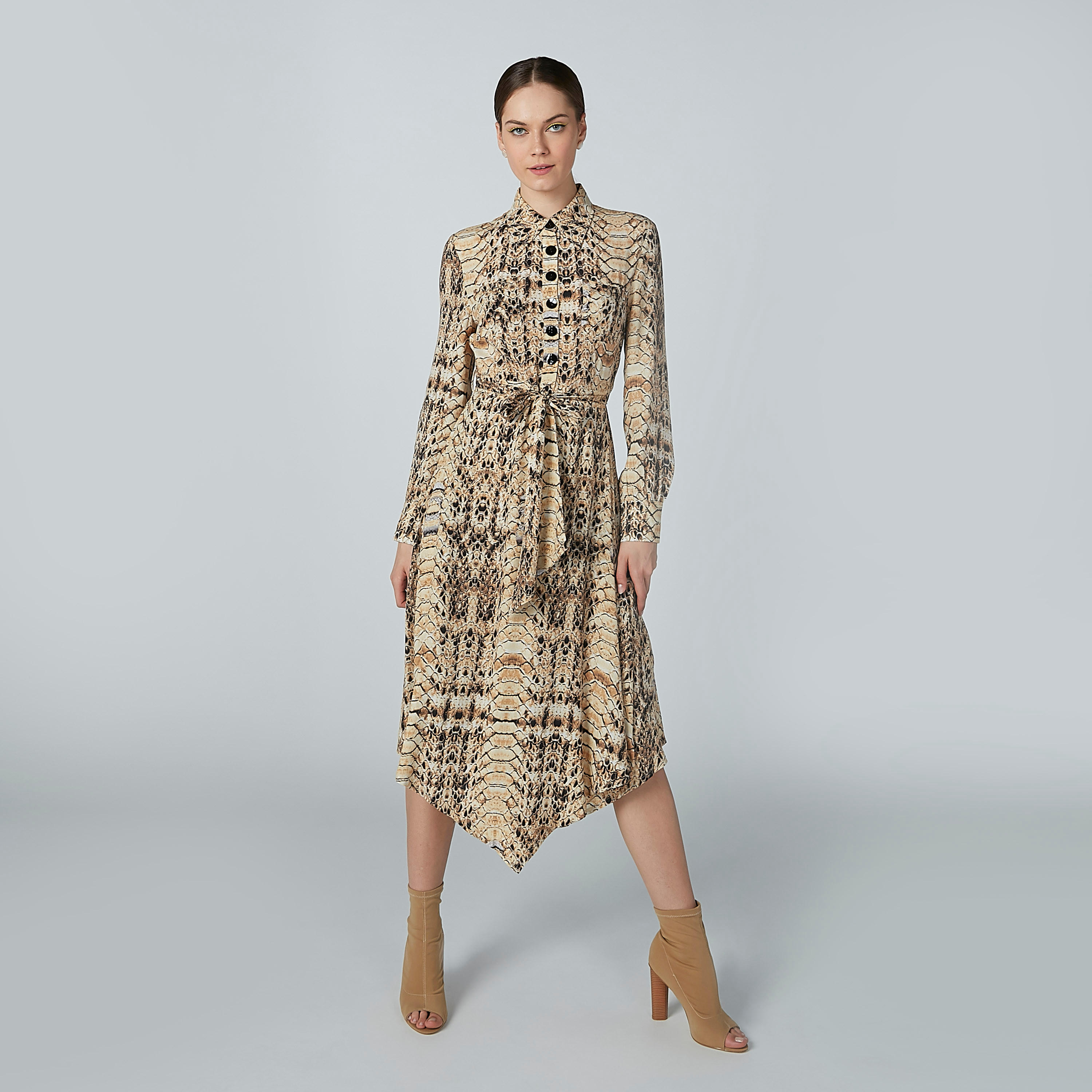 فستان قميص بأكمام طويلة وطبعات حيوانات من إيل-women-clothing-dresses-image-1