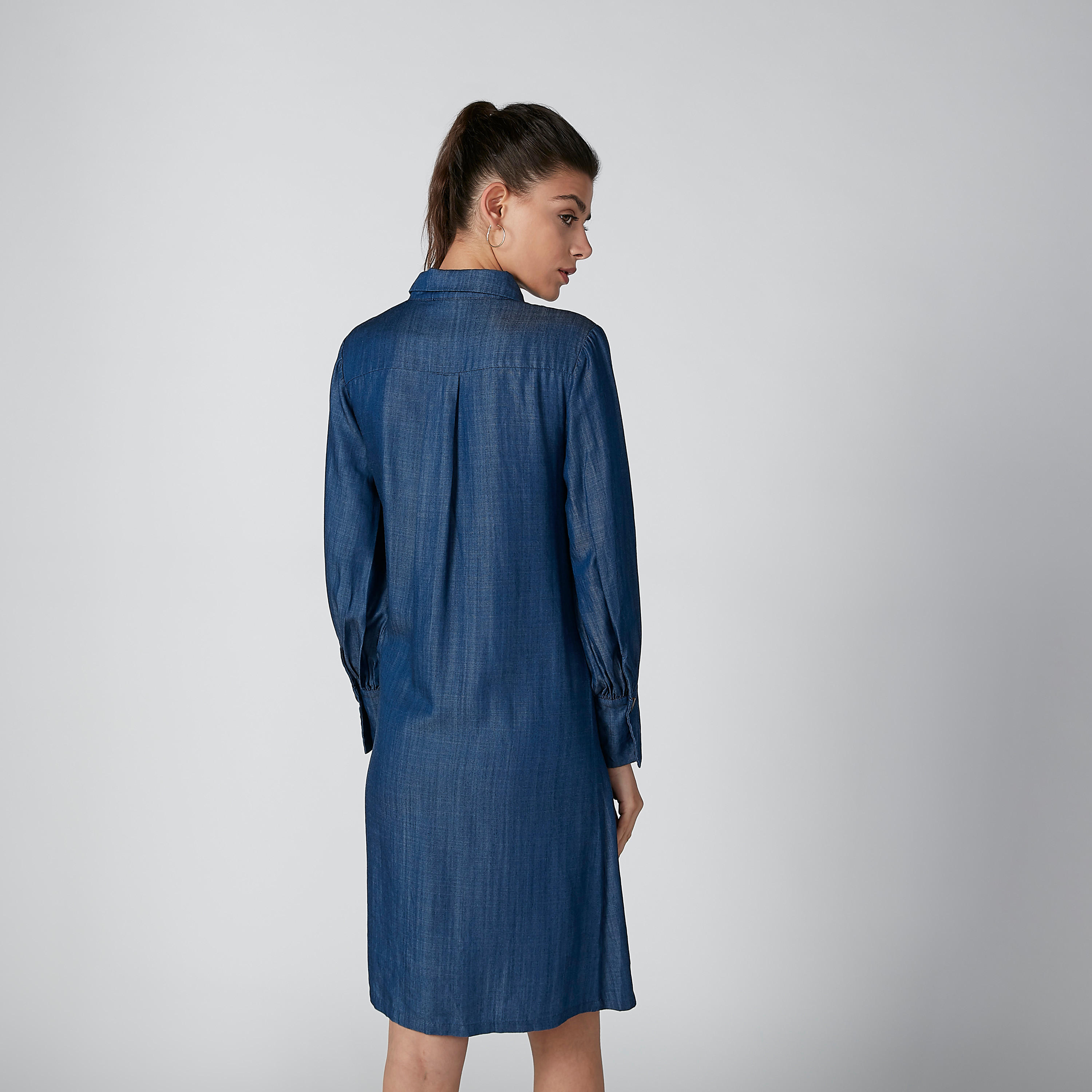 فستان قميص متوسط الطول بأكمام طويلة وأربطة من إيل-women-clothing-dresses-image-2