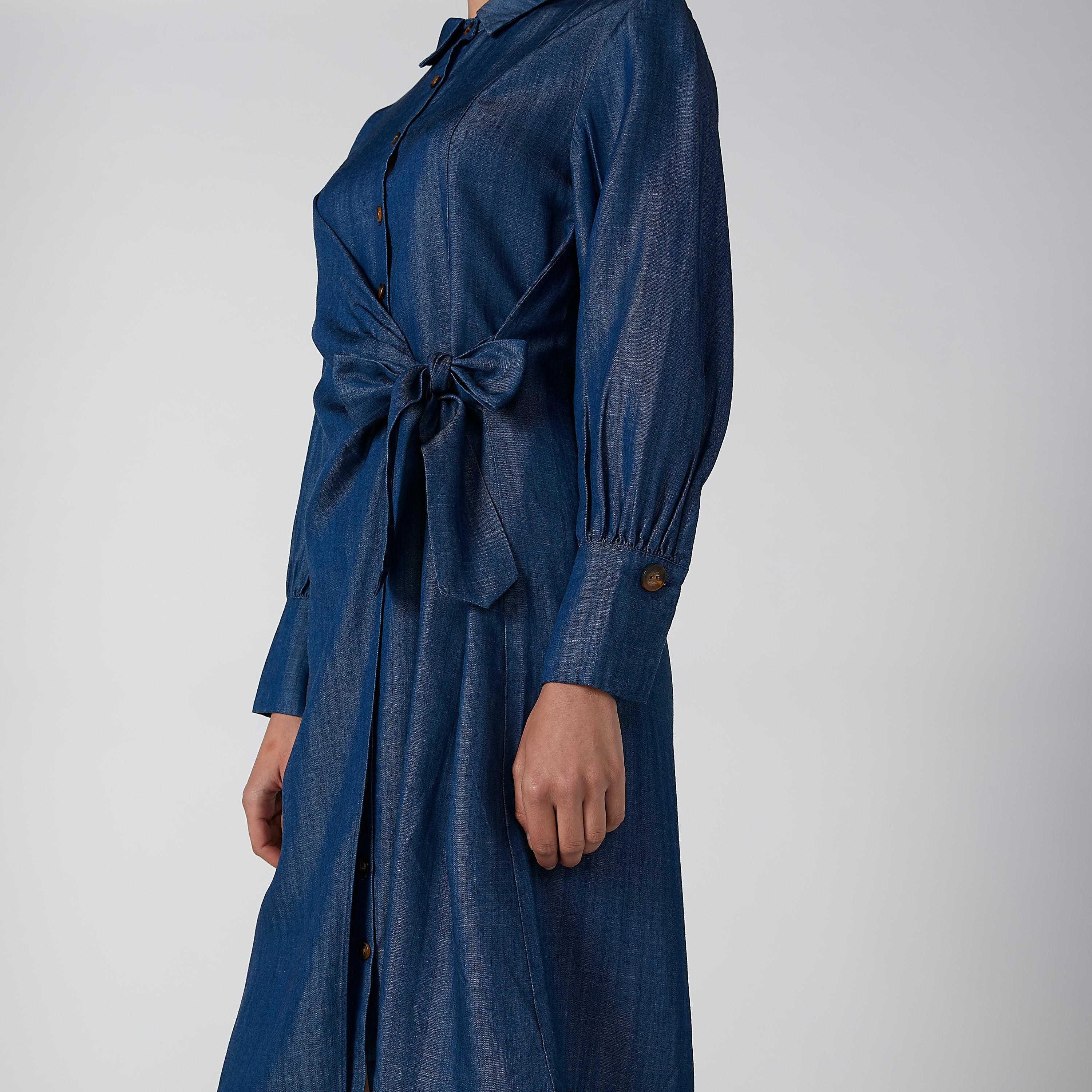 فستان قميص متوسط الطول بأكمام طويلة وأربطة من إيل-women-clothing-dresses-image-5