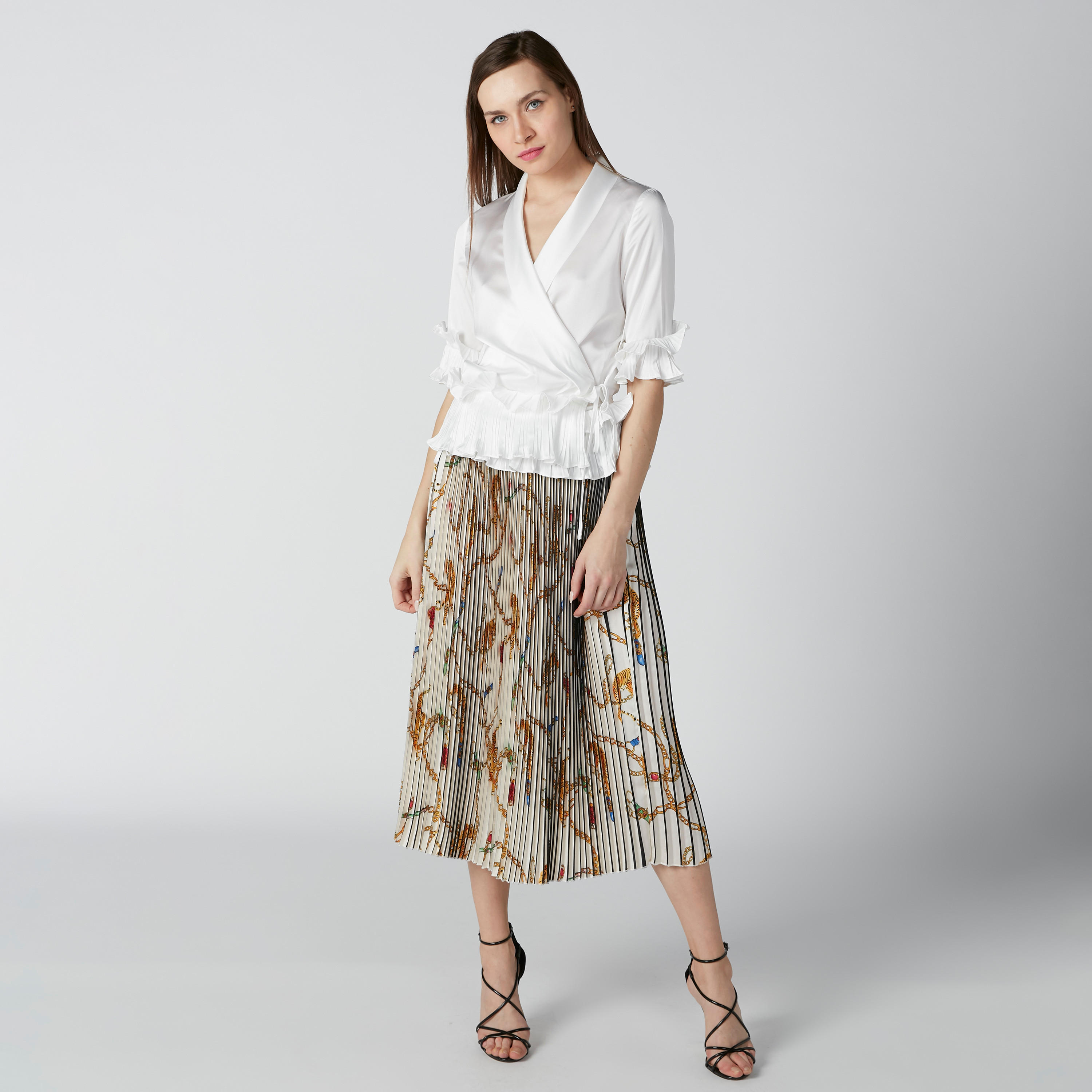 ELLE Ruffle Detail Top with Shawl Neck and Tie Up-women-clothing-shirtsandblouses-blouses-image-3