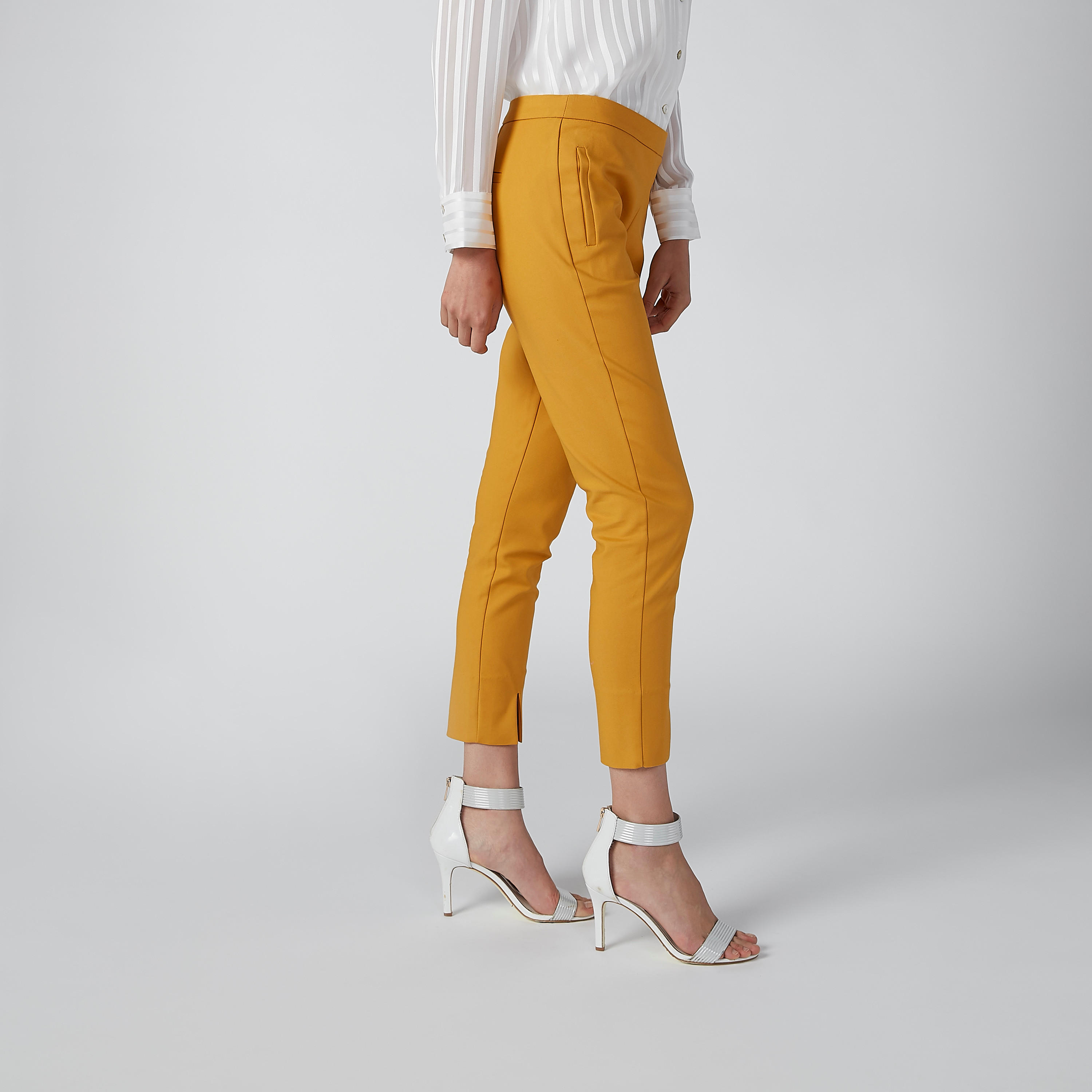 ELLE Plain Trousers with Slit Detail-women-clothing-bottoms-trousers-image-4
