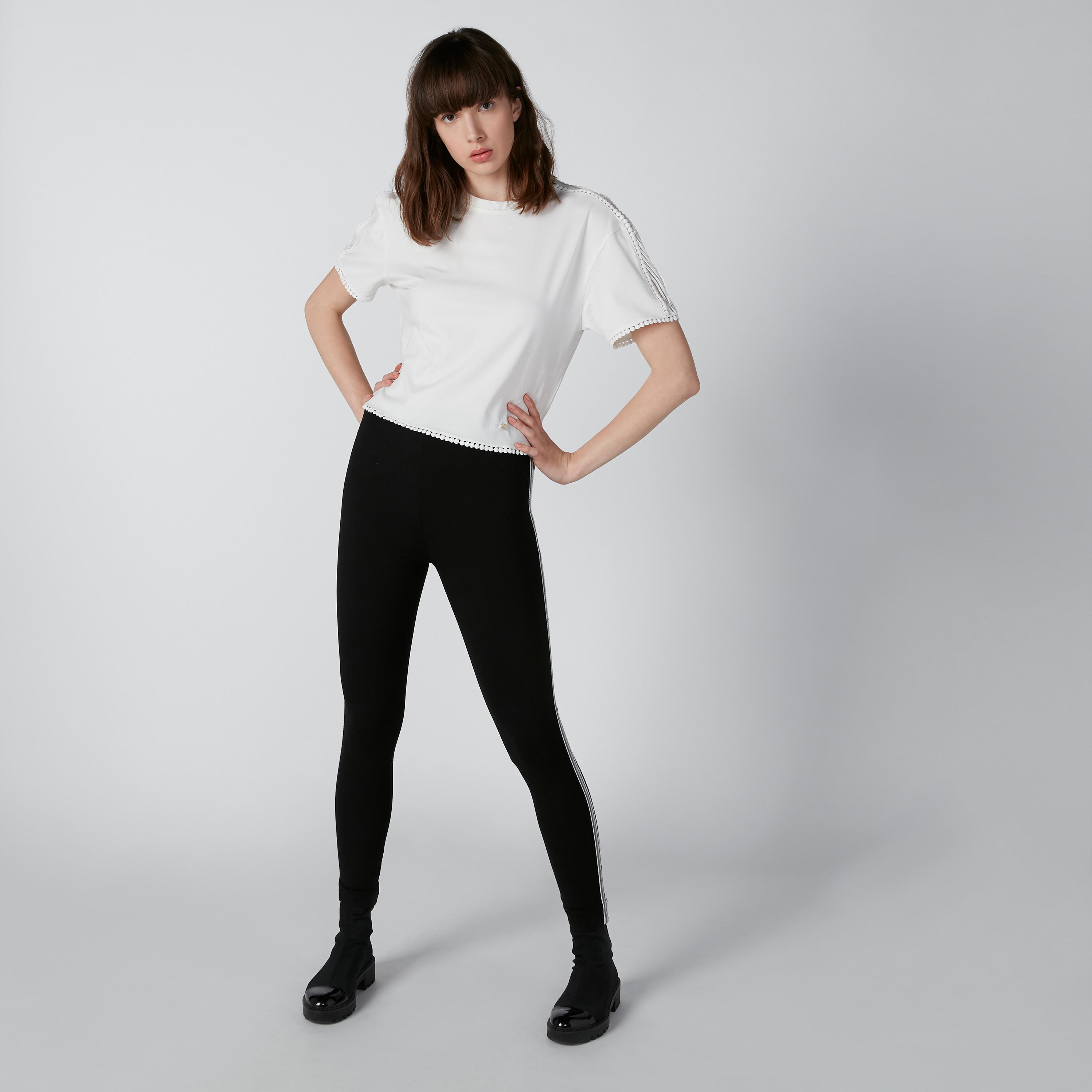 ELLE Plain Top with Pom-Pom Detail-women-clothing-tshirts-image-1