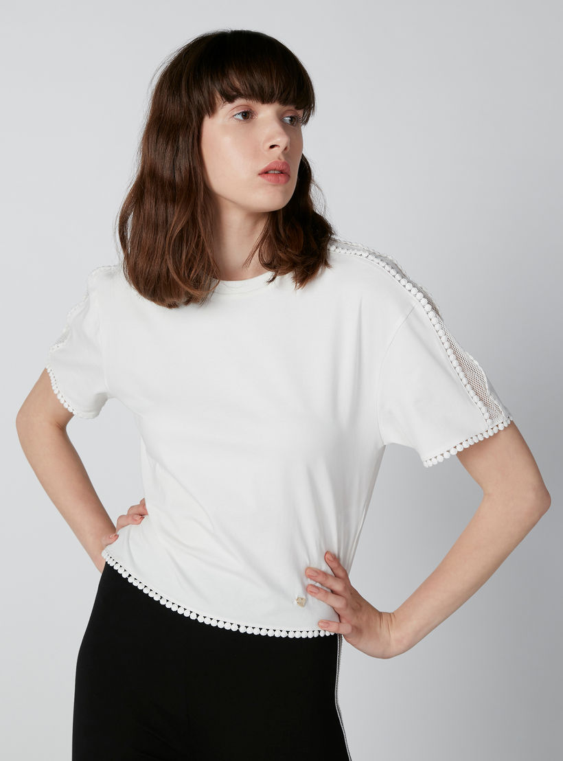 ELLE Plain Top with Pom-Pom Detail-women-clothing-tshirts-image-3