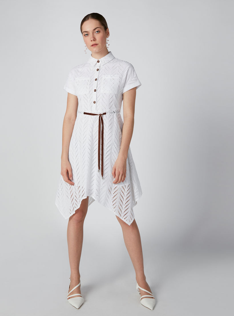 فستان دانتيل متوسط الطول بياقة عادية وحوّاف غير مستوية وحزام رباط من إيل-women-clothing-dresses-image-2