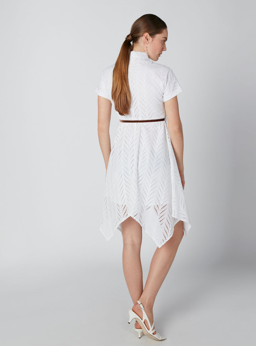 فستان دانتيل متوسط الطول بياقة عادية وحوّاف غير مستوية وحزام رباط من إيل-women-clothing-dresses-image-3