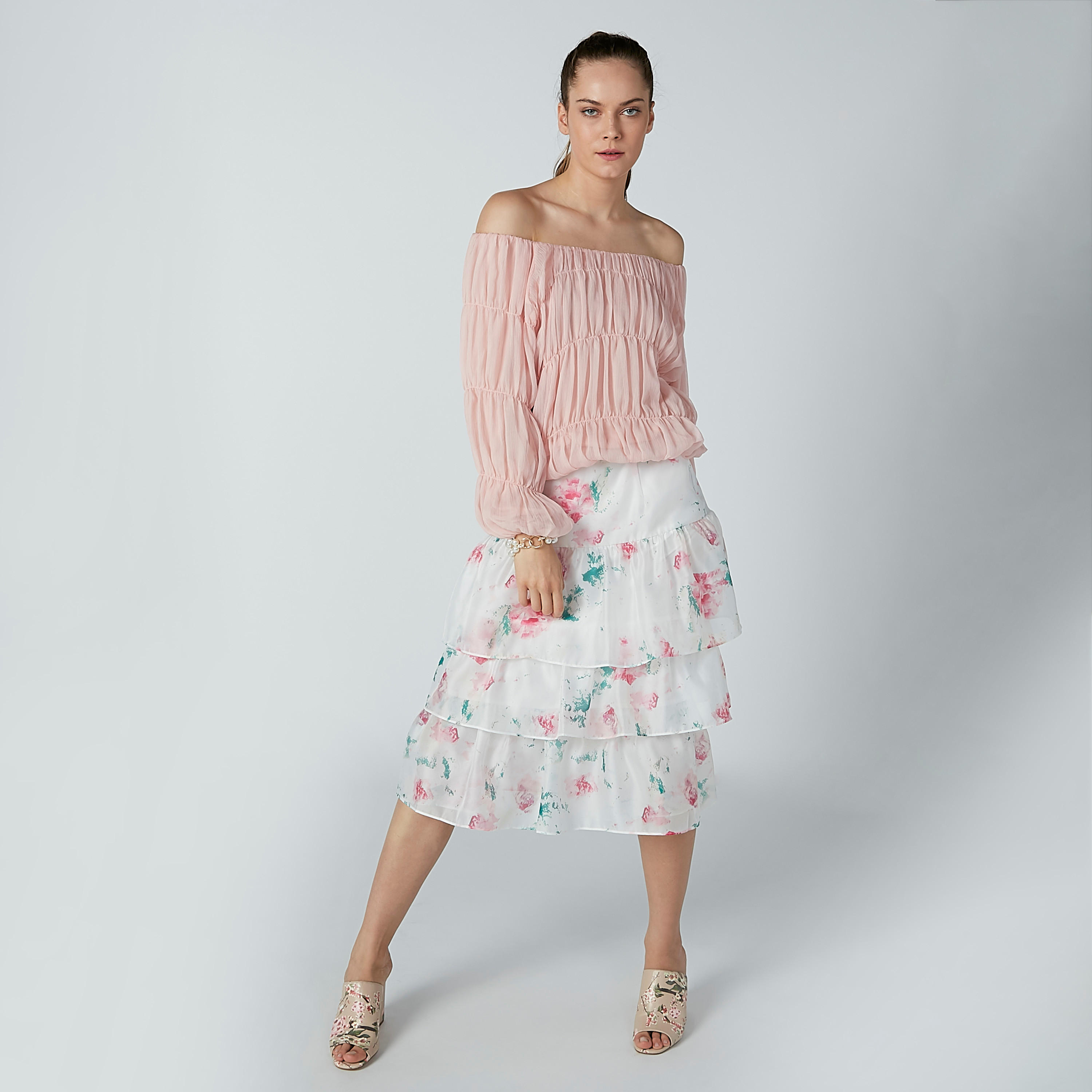 بلوزة بياقة طوق وأكمام طويلة من إيل-women-clothing-shirtsandblouses-blouses-image-2