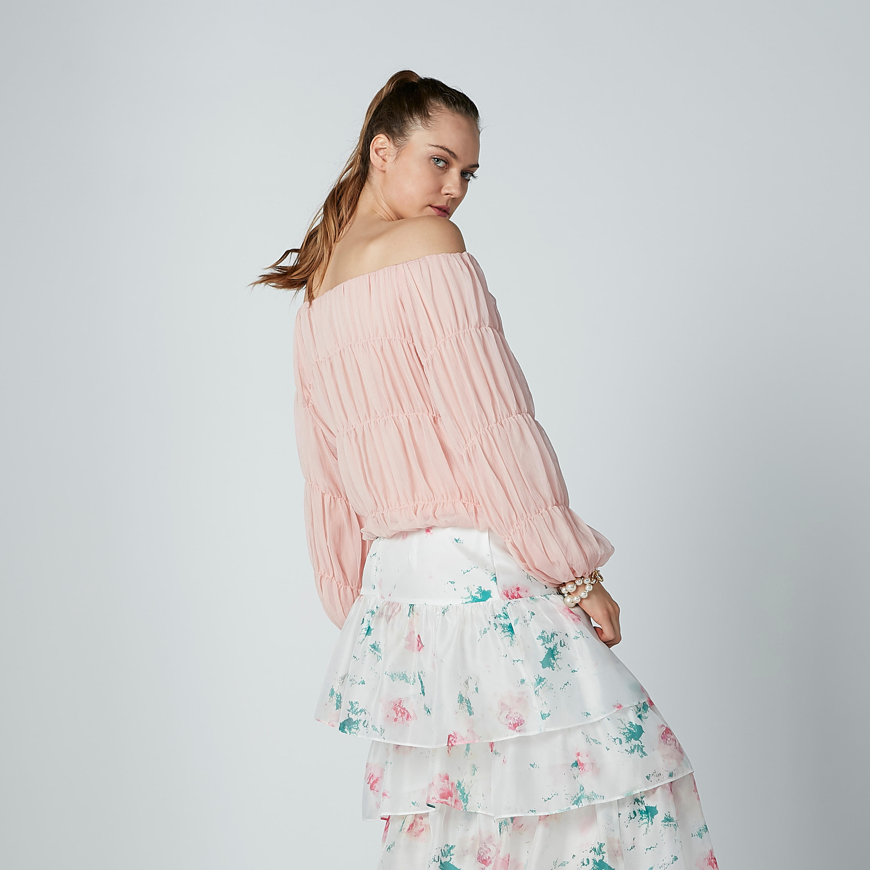 بلوزة بياقة طوق وأكمام طويلة من إيل-women-clothing-shirtsandblouses-blouses-image-3