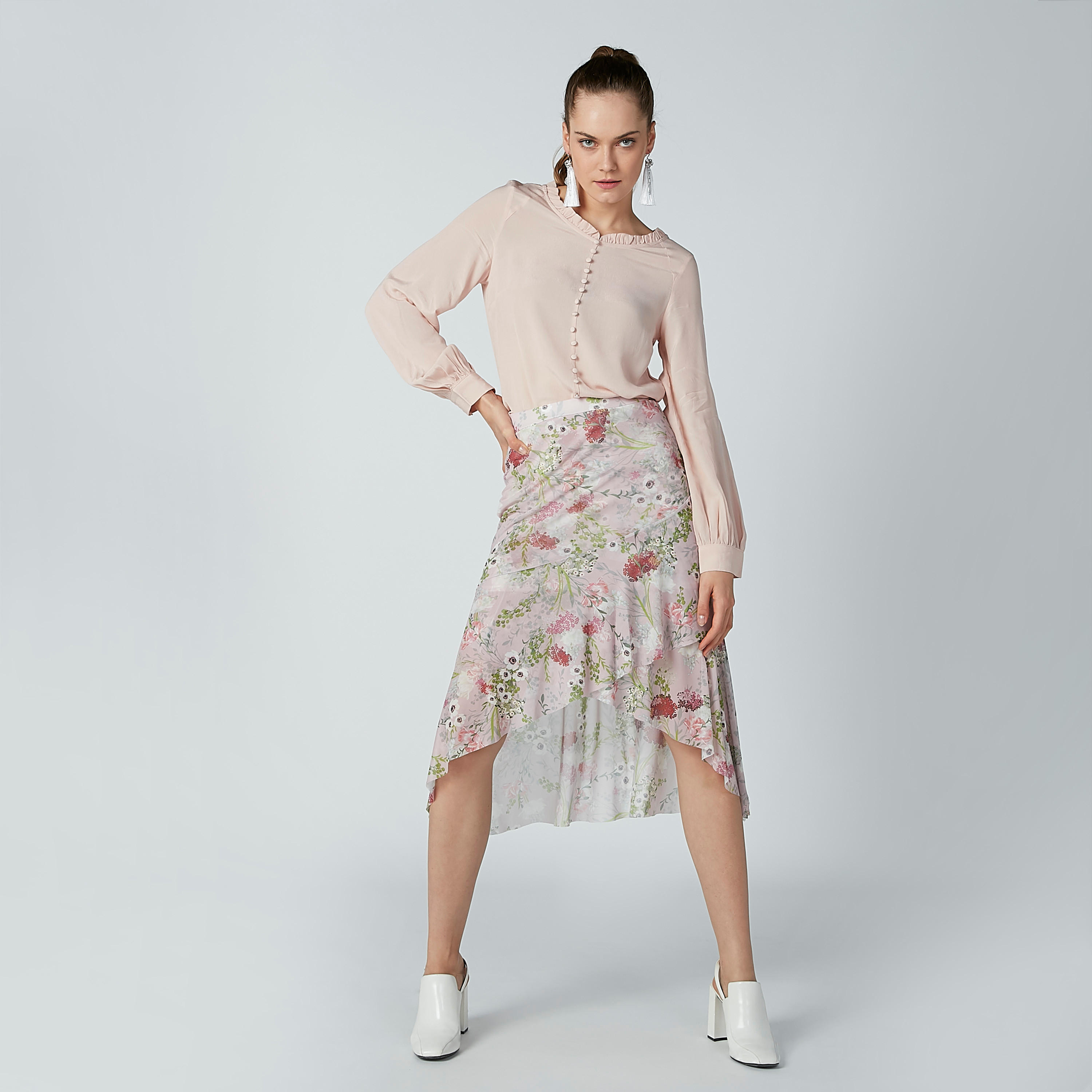 بلوزة بياقة طوق وأكمام طويلة من إيل-women-clothing-shirtsandblouses-blouses-image-4