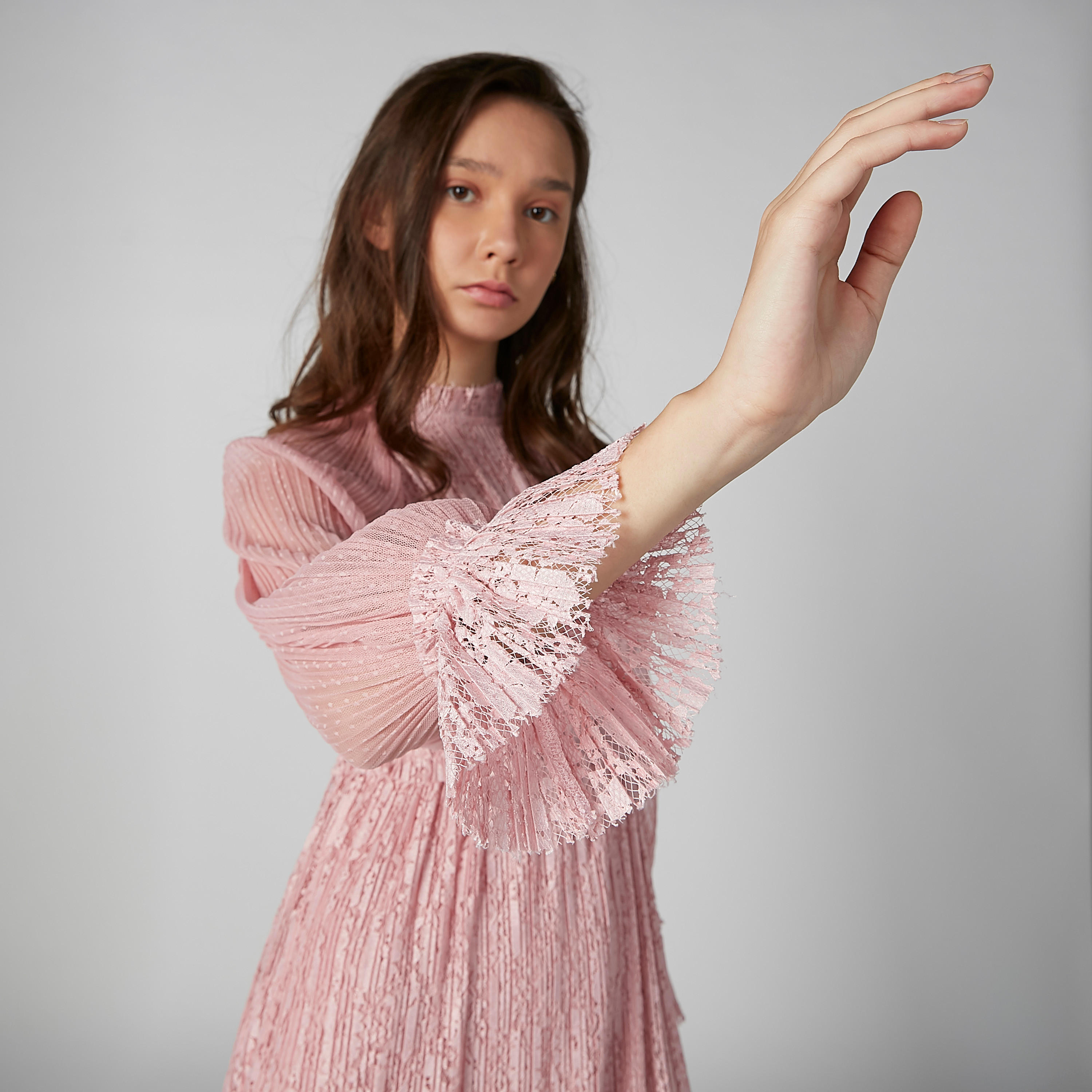 فستان بارز الملمس إيه لاين متوسط الطول بأكمام طويلة من إيل-women-clothing-dresses-image-4
