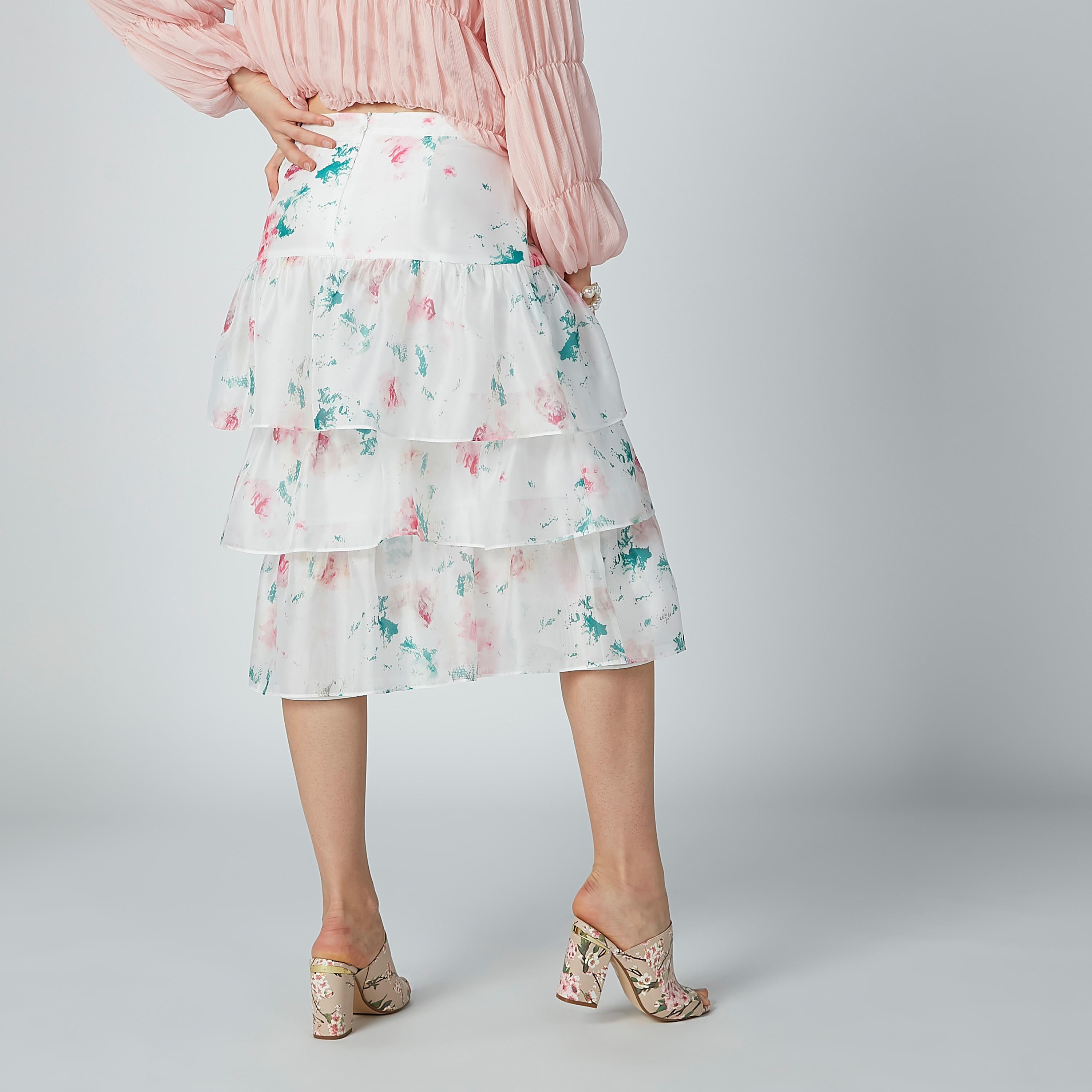 تنورة إيه لاين متوسطة الطول بطبعات زهرية من إيل-women-clothing-bottoms-skirts-image-3
