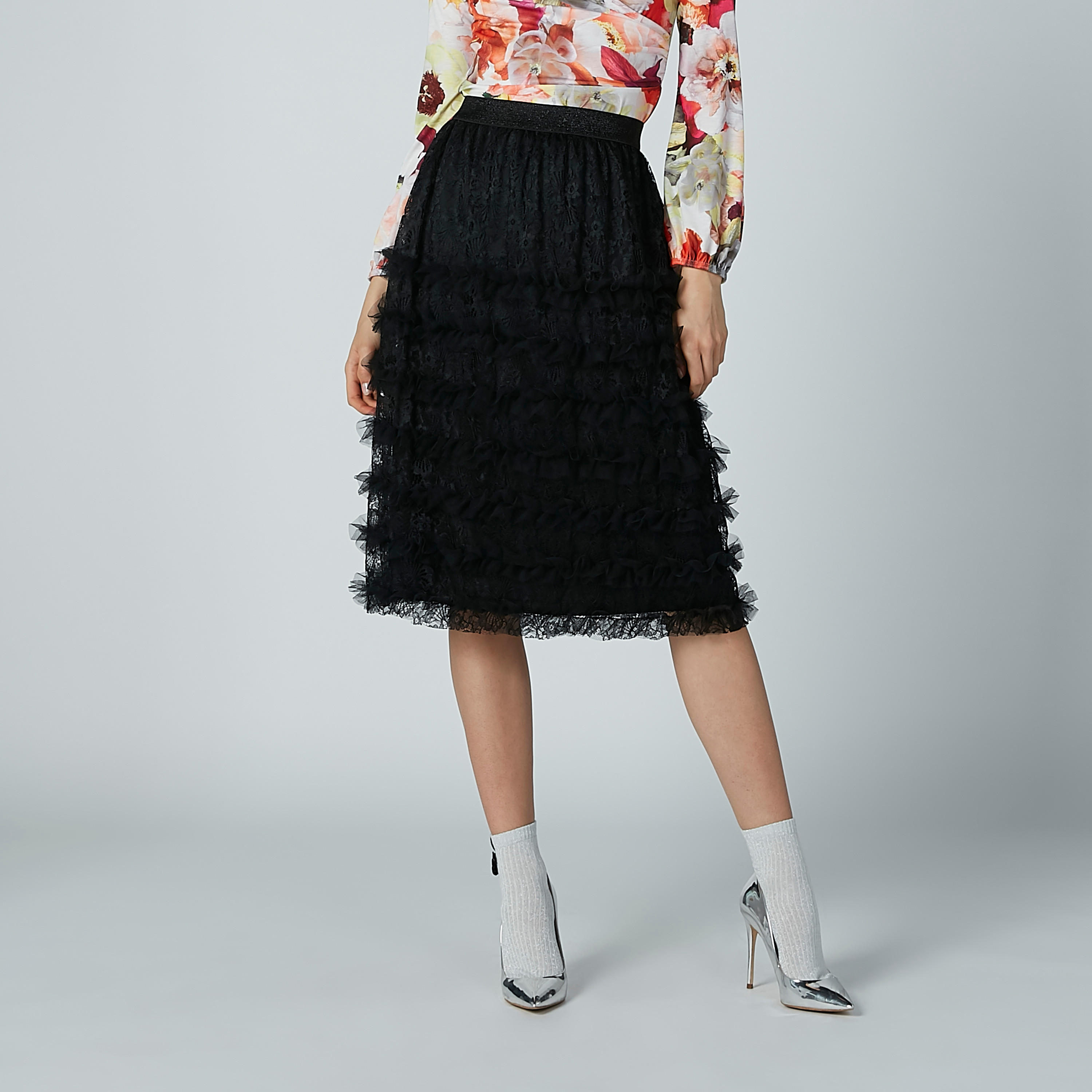 تنورة واسعة بخصر مطّاطي من إيل-women-clothing-bottoms-skirts-image-2