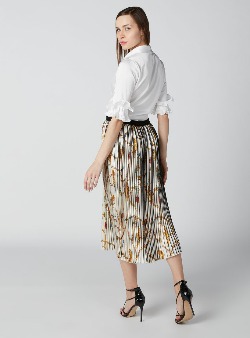 تنورة إيه لاين متوسطة الطول بخصر مطّاطي وثنيات وطبعات من إيل-women-clothing-bottoms-skirts-image-1