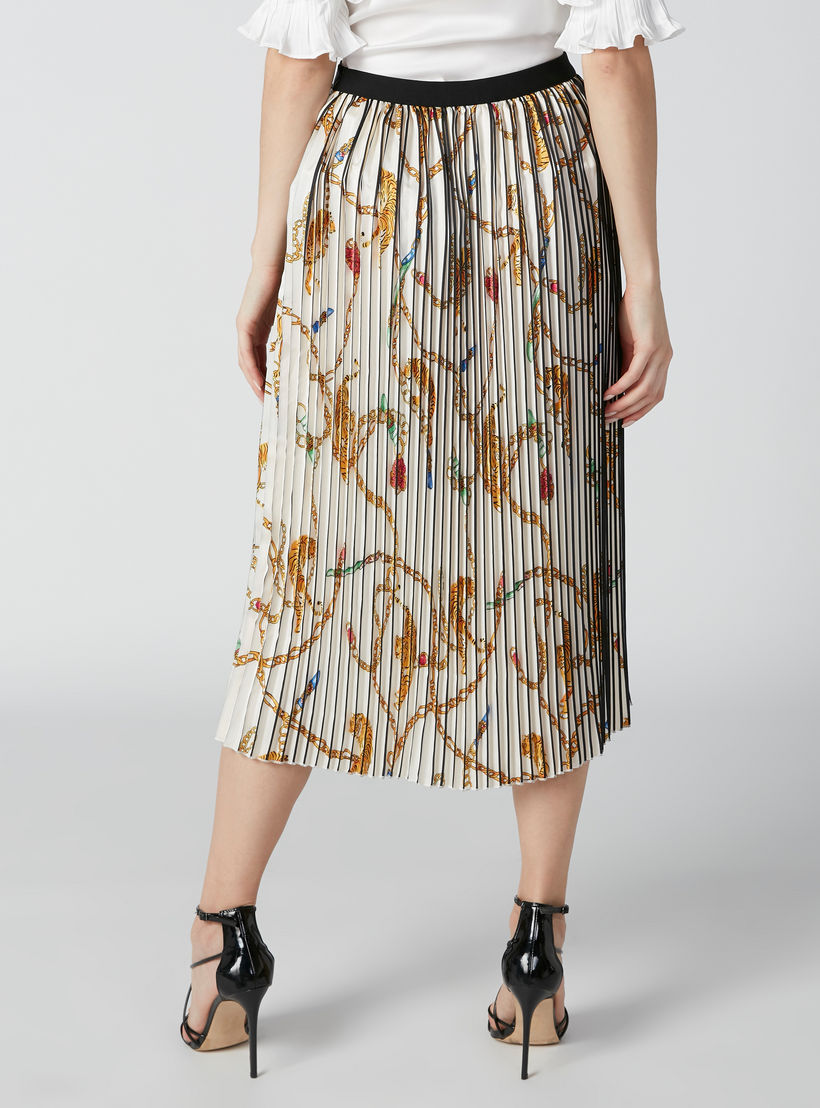 تنورة إيه لاين متوسطة الطول بخصر مطّاطي وثنيات وطبعات من إيل-women-clothing-bottoms-skirts-image-2