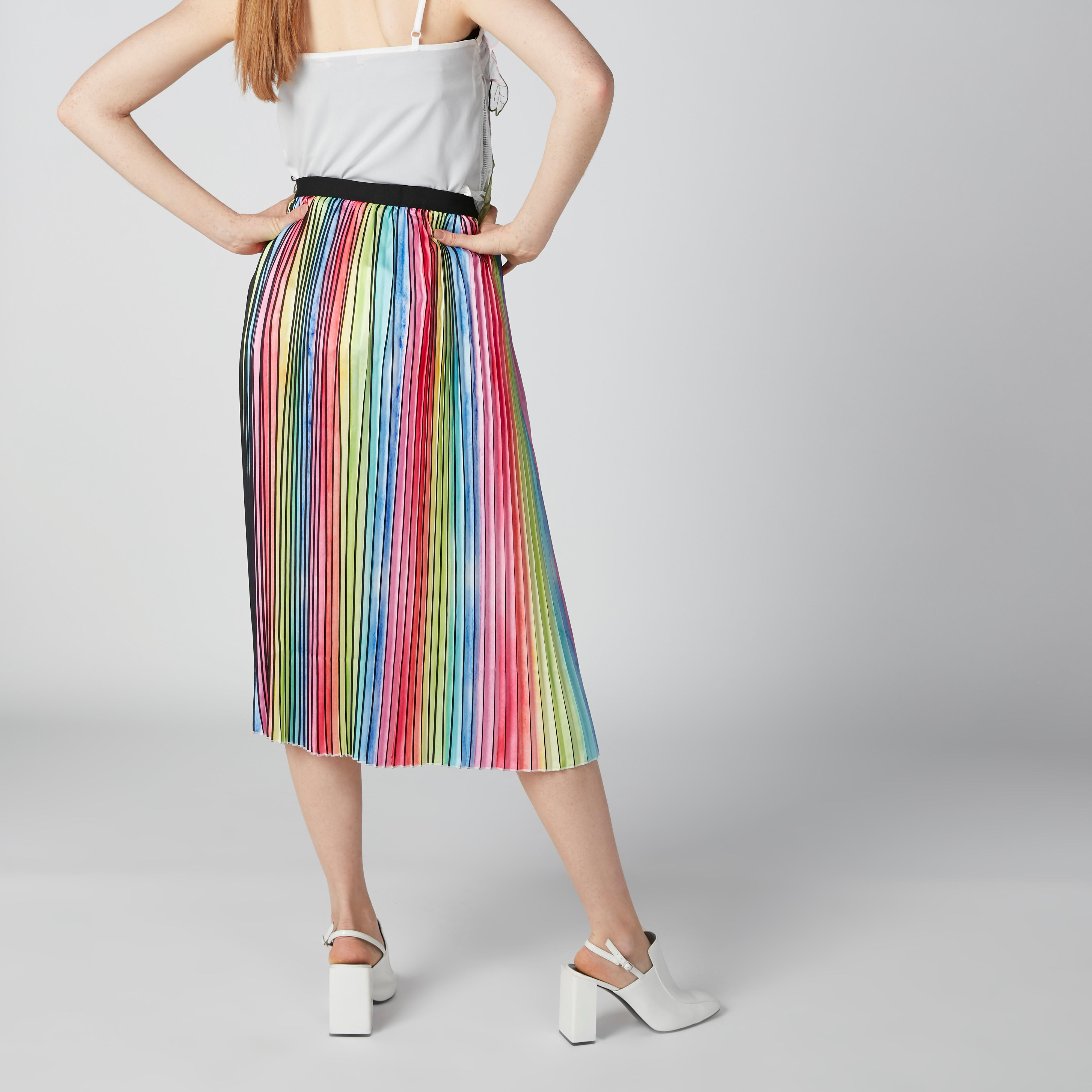 تنورة إيه لاين متوسطة الطول بخصر مطّاطي وثنيات من إيل-women-clothing-bottoms-skirts-image-2