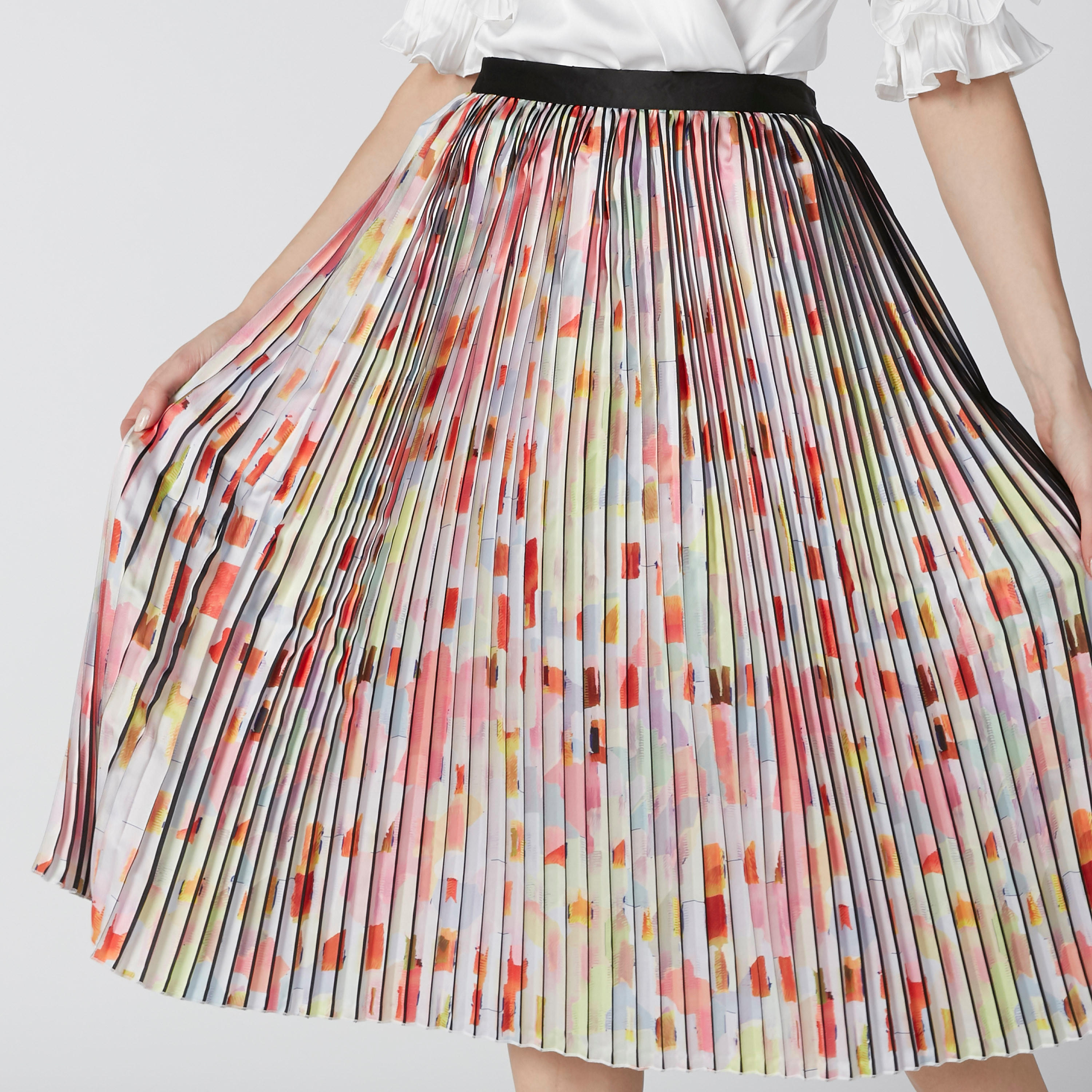 تنورة إيه لاين متوسطة الطول بثنيات وطبعات من إيل-women-clothing-bottoms-skirts-image-5