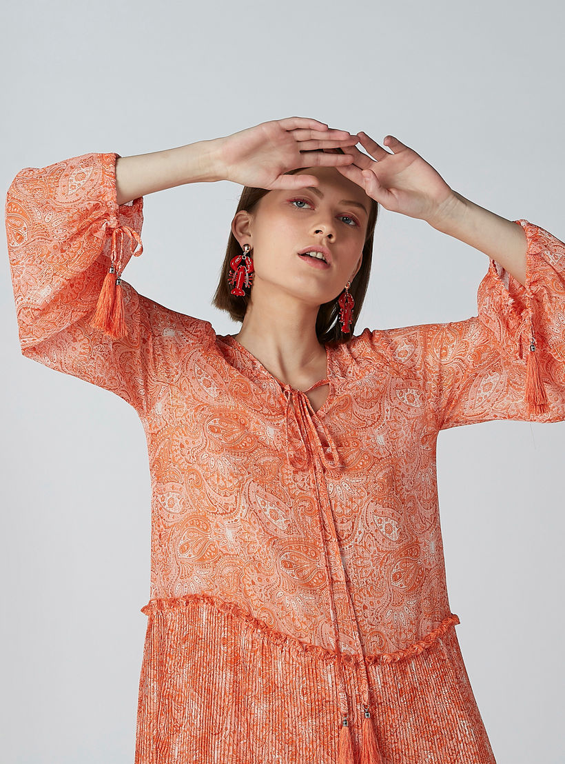 فستان إيه لاين طويل بأكمام طويلة وأربطة وطبعات بيزلي-women-clothing-dresses-image-1
