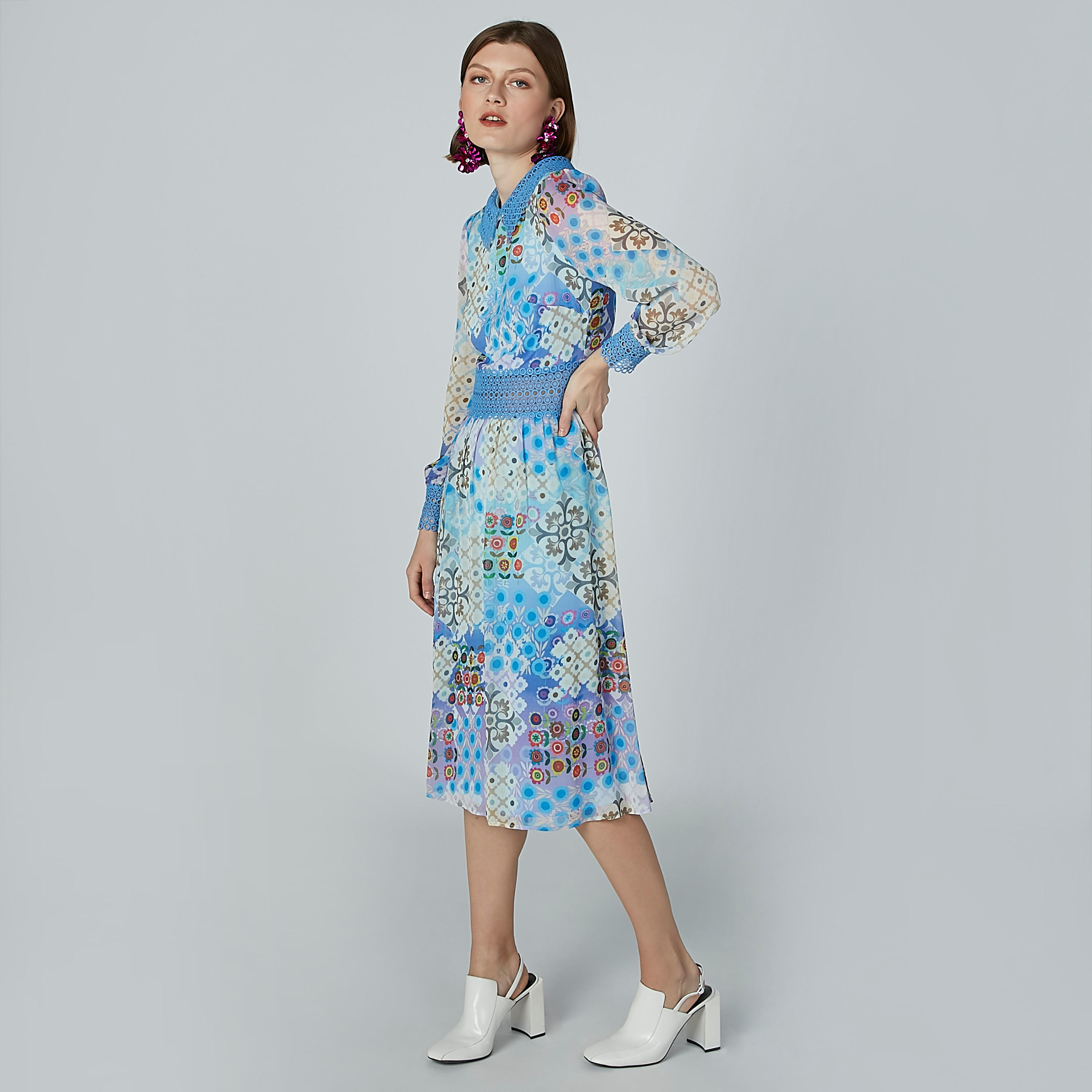 ELLE Printed Midi Dress with Lace Detail-women-clothing-dresses-image-5