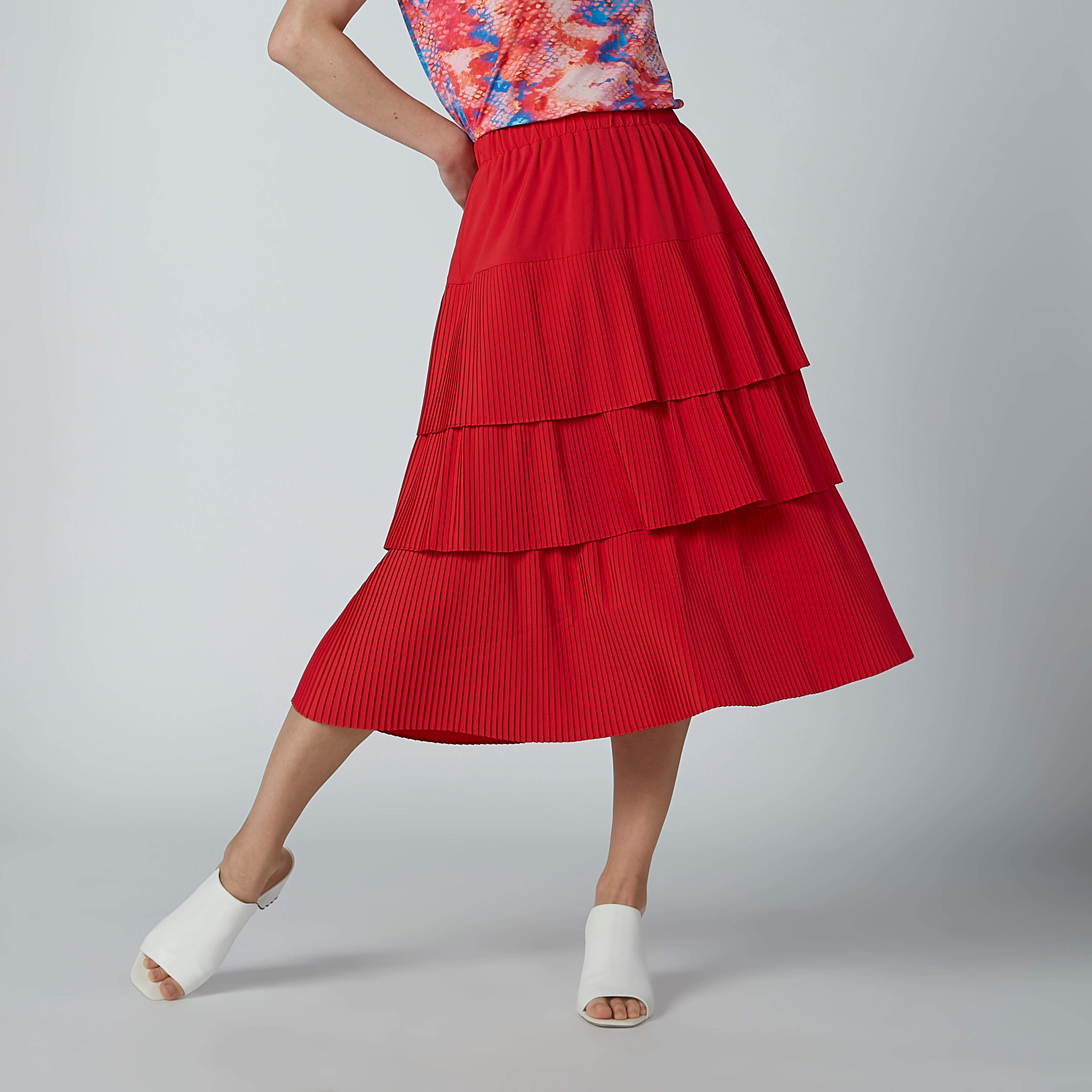 ELLE Striped Midi A-line Skirt with Ruffle Detail-women-clothing-bottoms-skirts-image-4