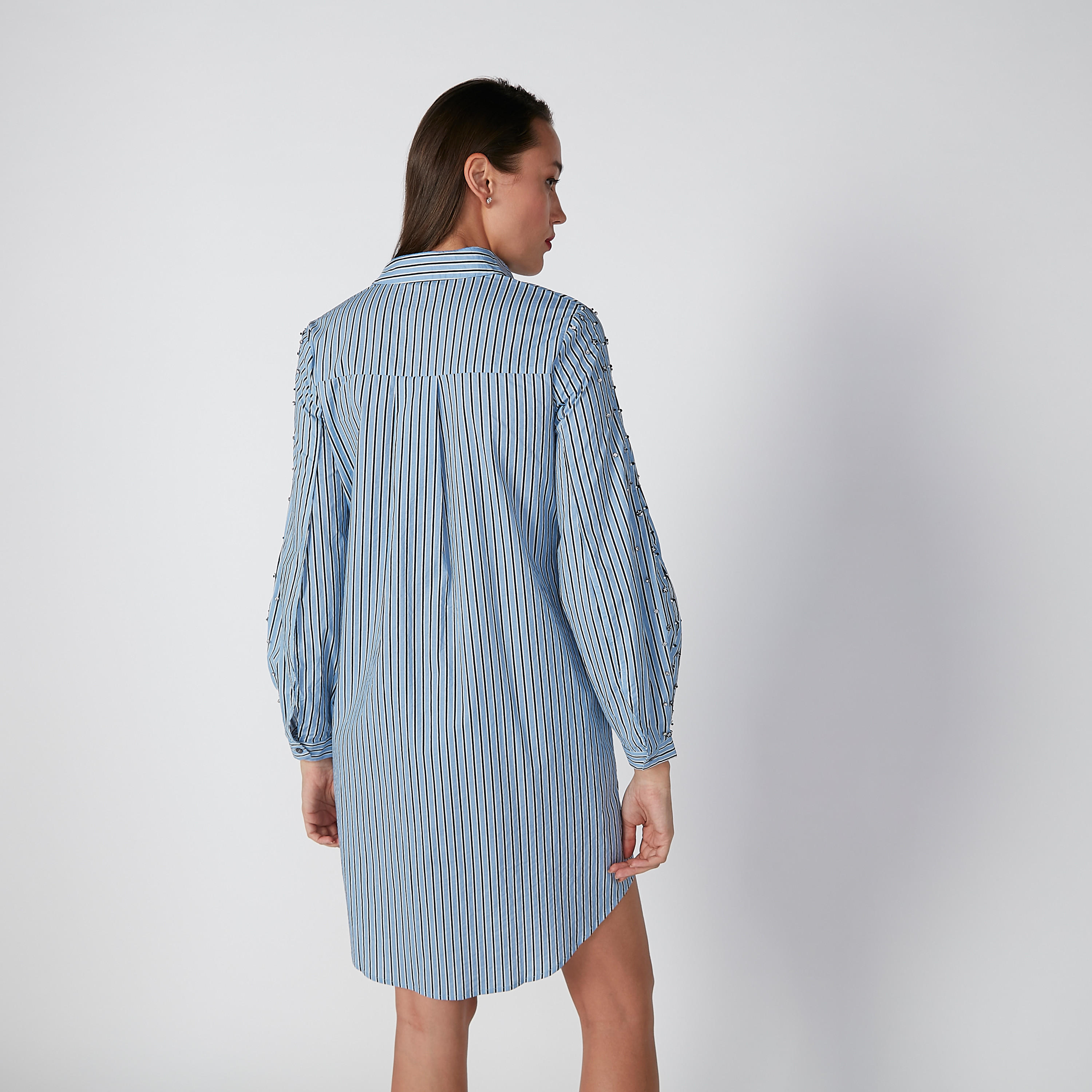 فستان مخطط بطول متوسط وبأكمام طويلة من إيل-women-clothing-dresses-image-2