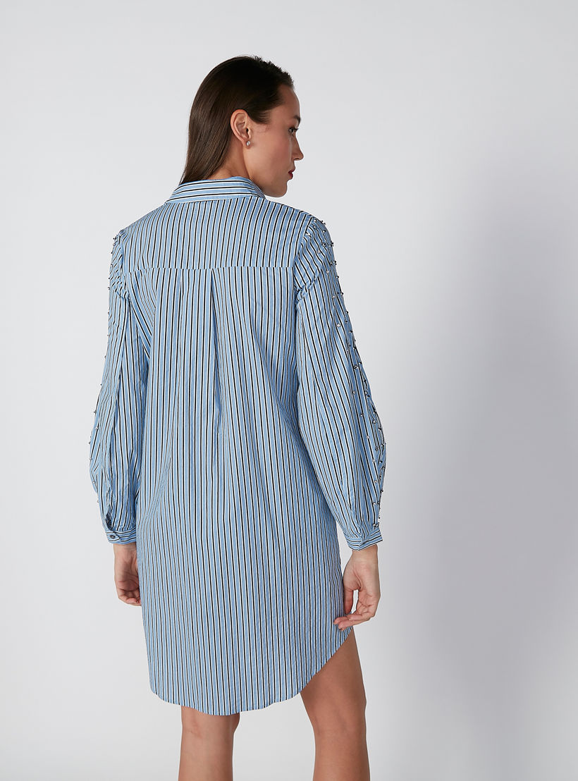 فستان مخطط بطول متوسط وبأكمام طويلة من إيل-women-clothing-dresses-image-2