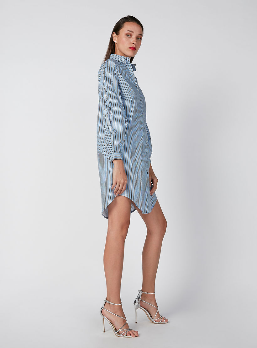 فستان مخطط بطول متوسط وبأكمام طويلة من إيل-women-clothing-dresses-image-3