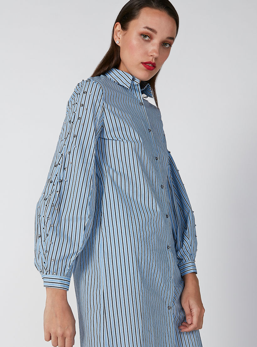 فستان مخطط بطول متوسط وبأكمام طويلة من إيل-women-clothing-dresses-image-4