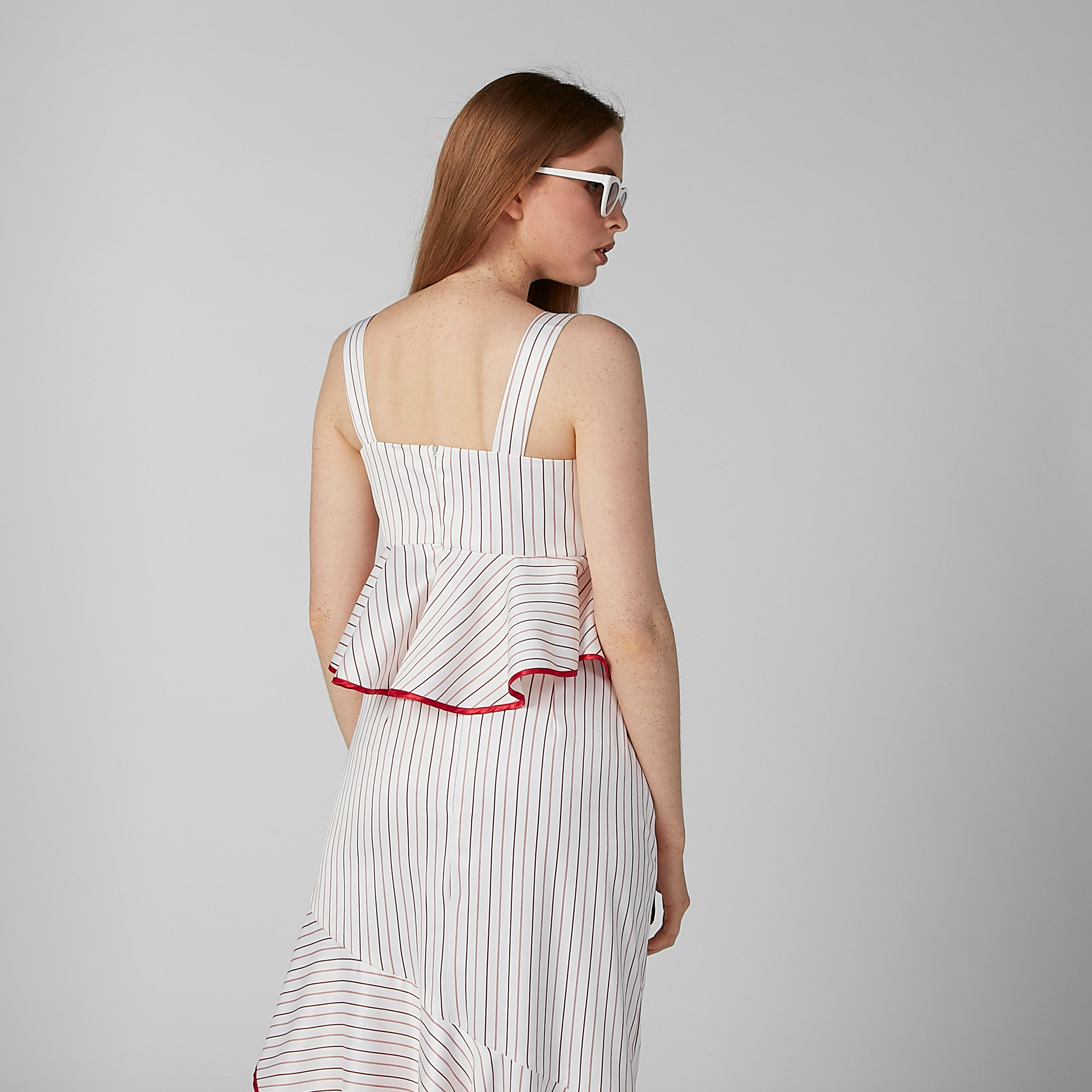 تنورة واسعة مخططة بخصر متوسط ونهايات غير متماثلة من آيل-women-clothing-bottoms-skirts-image-3