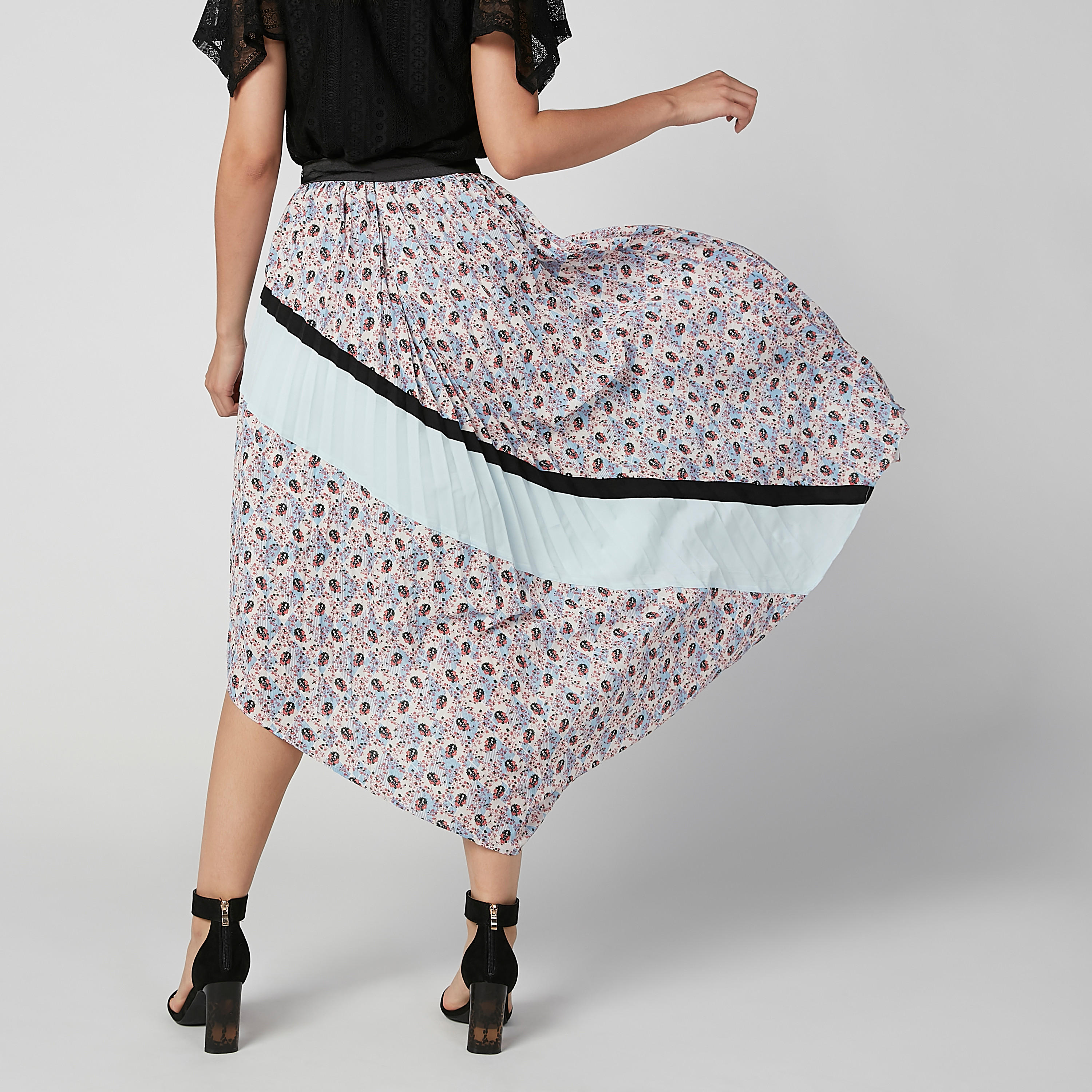 تنورة بخصر مطّاطي وحوّاف غير مستوية وطبعات من آيل-women-clothing-bottoms-skirts-image-2