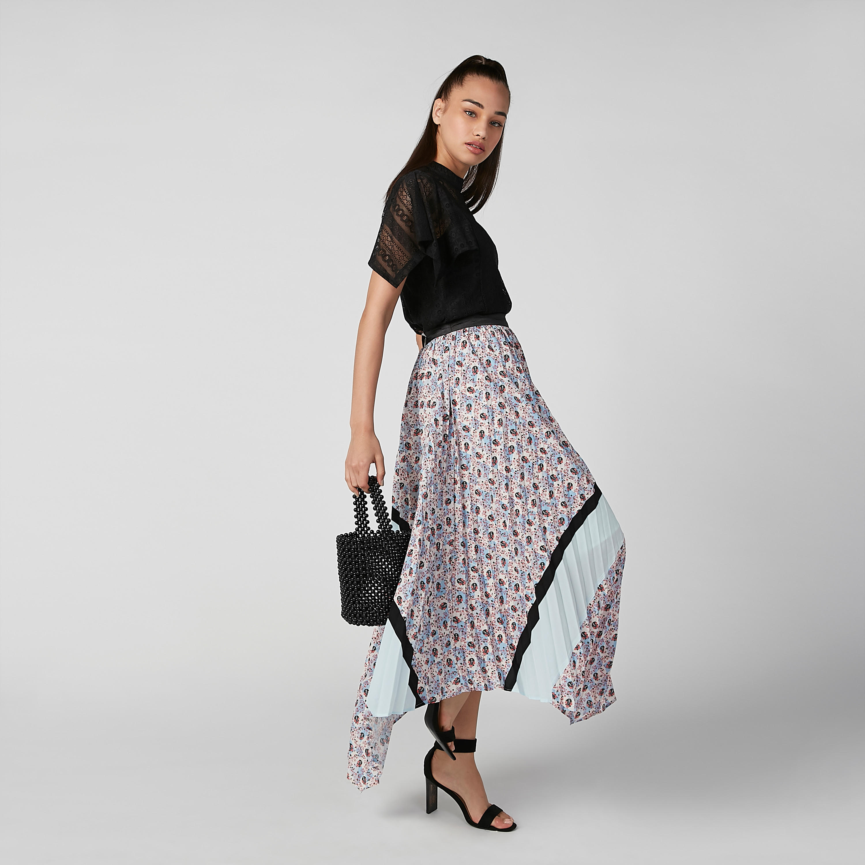 تنورة بخصر مطّاطي وحوّاف غير مستوية وطبعات من آيل-women-clothing-bottoms-skirts-image-1