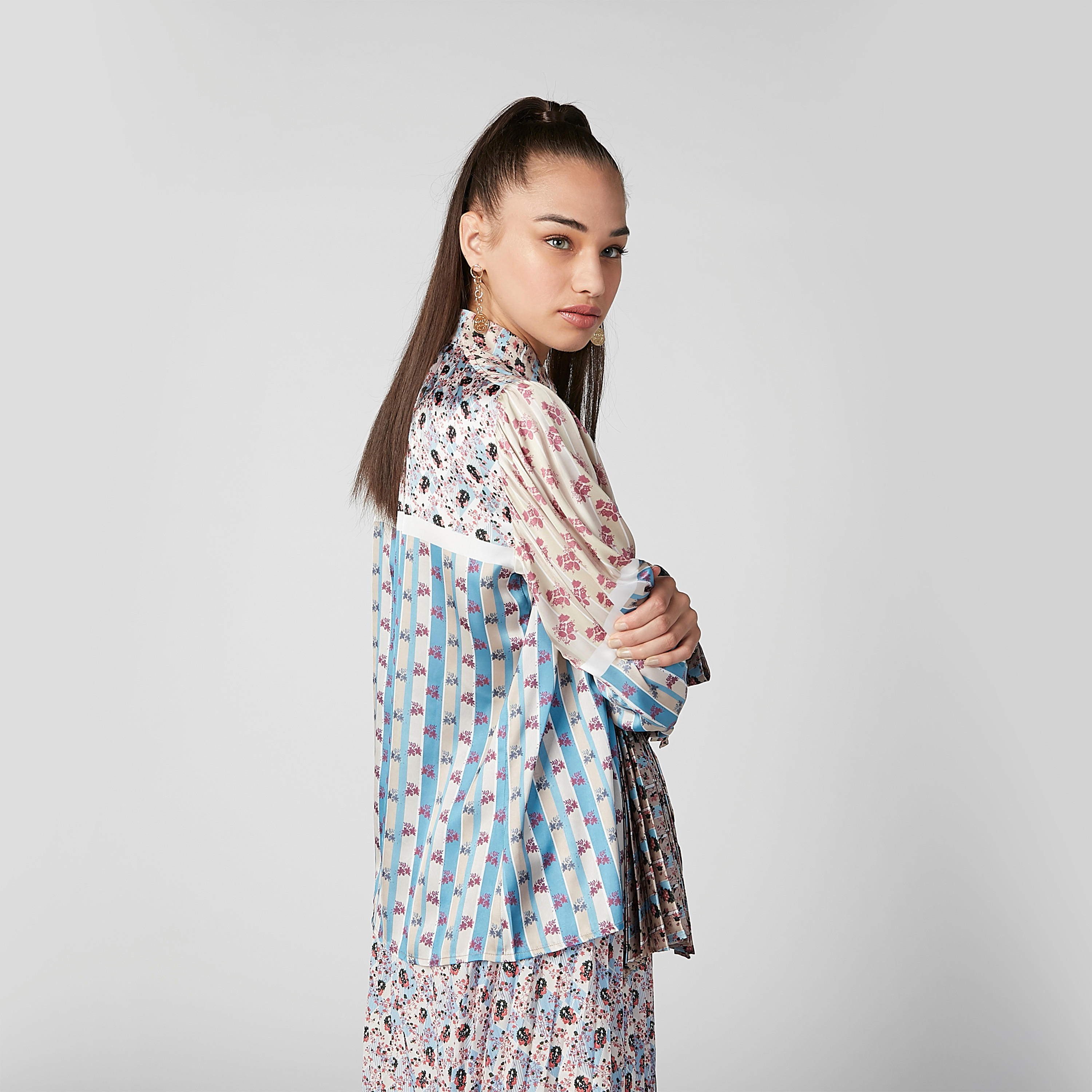 ELLE Printed Top with Long Sleeves and Tie Ups-women-clothing-shirtsandblouses-blouses-image-4