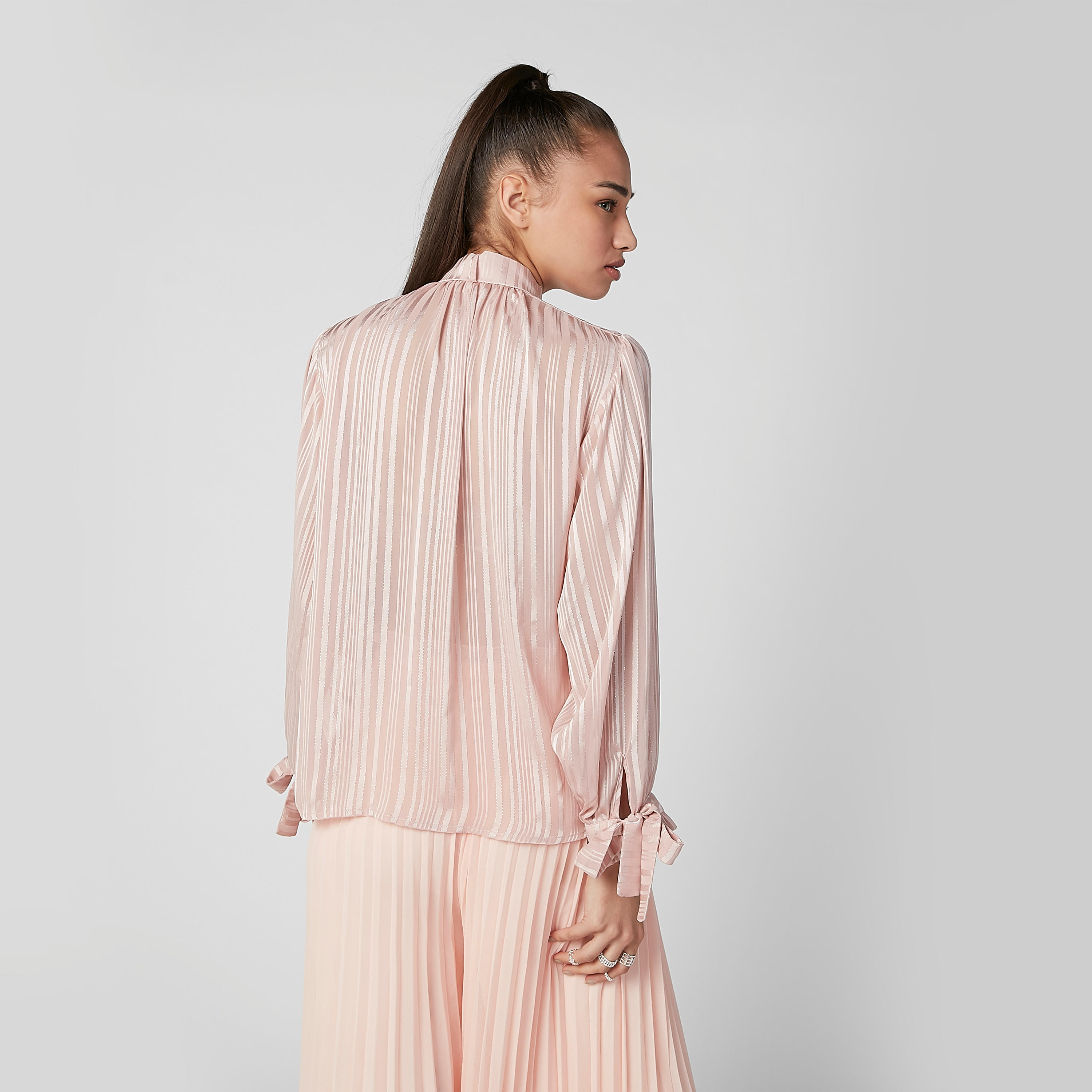 بلوزة مقلّمة بأكمام طويلة وأربطة من إيل-women-clothing-shirtsandblouses-blouses-image-6