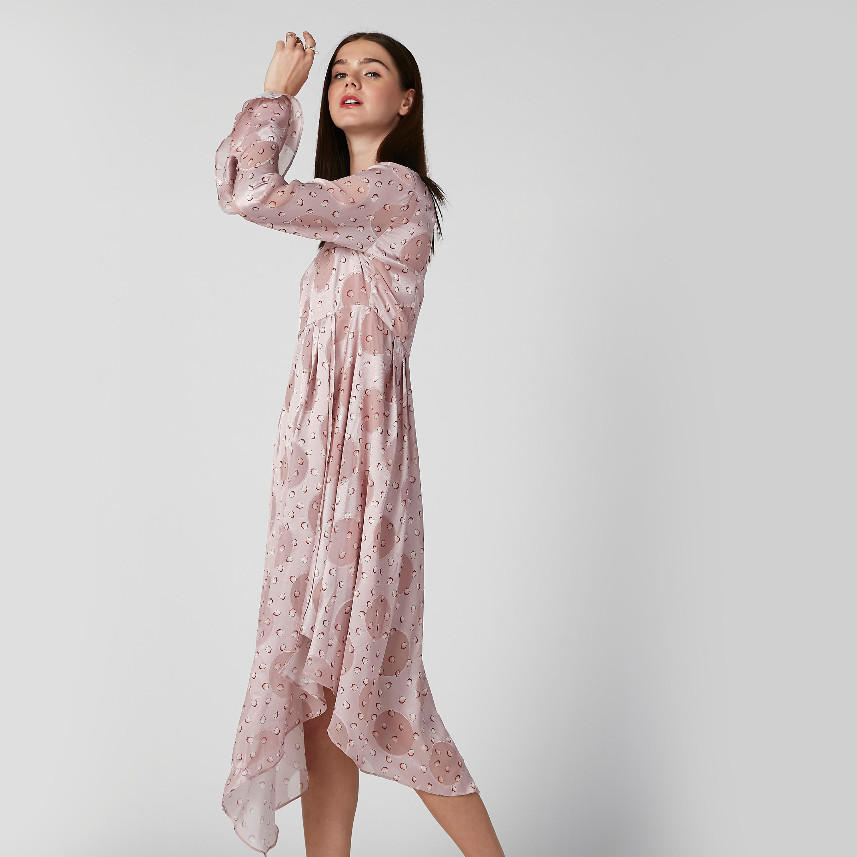 فستان ميدي بأكمام طويلة وأطراف غير مستوية وطبعات من إيل-women-clothing-dresses-image-3