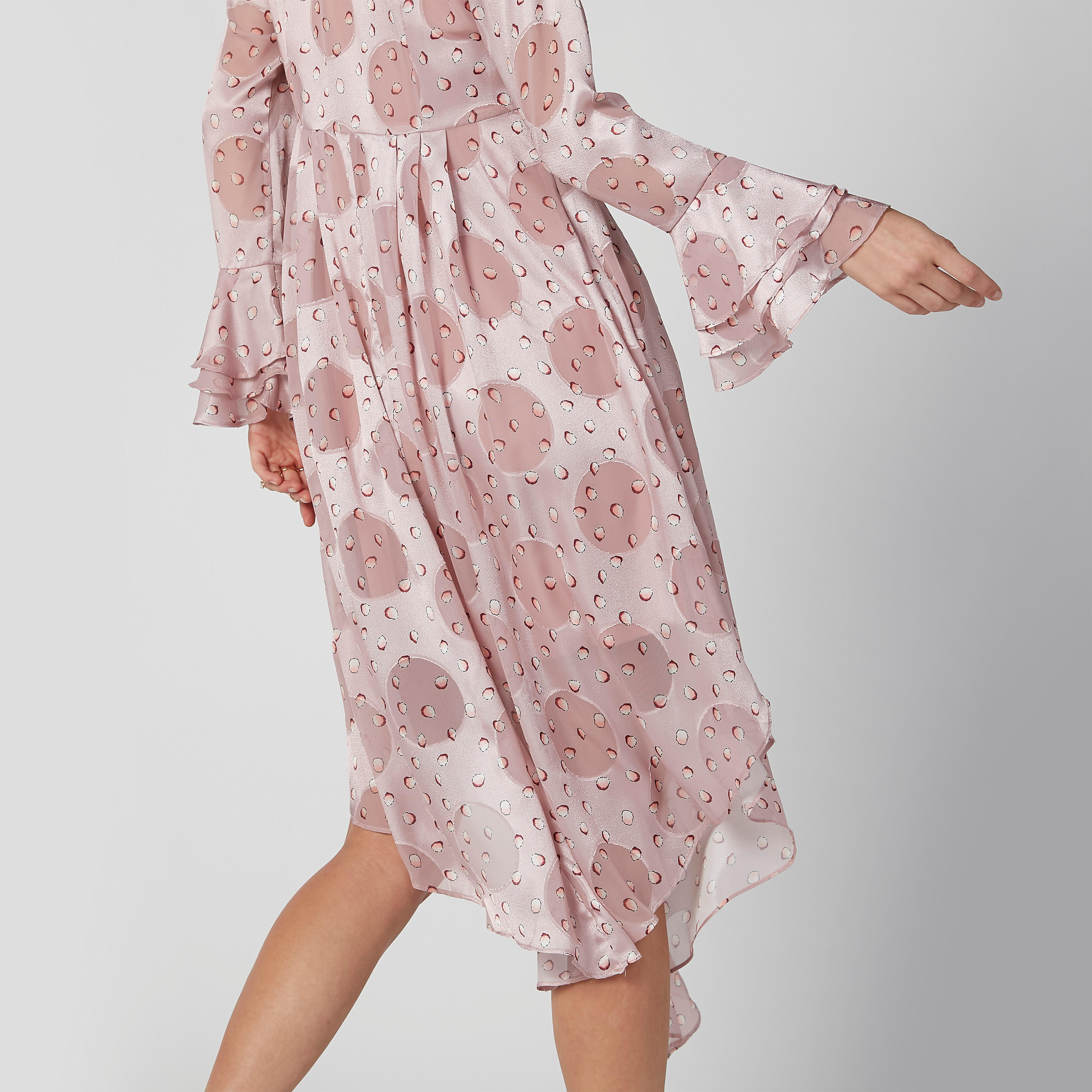 فستان ميدي بأكمام طويلة وأطراف غير مستوية وطبعات من إيل-women-clothing-dresses-image-4